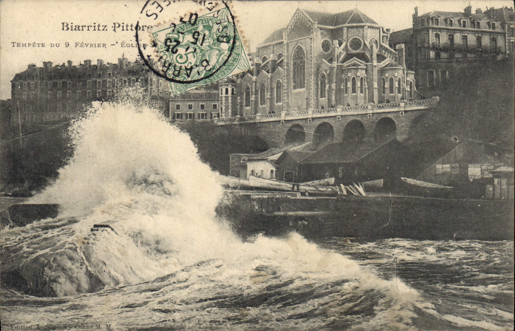 CPA Biarritz Pittore Tempete du 9 fevrier