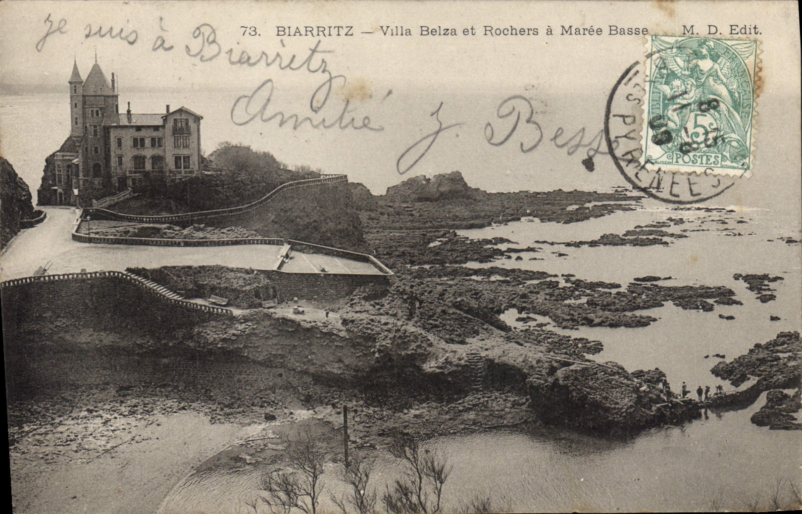 CPA Biarritz Villa Belza et Rocher a Maree Basse