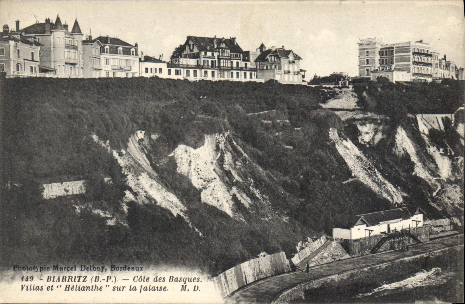 CPA Biarritz Cote des Basques Villas et Helianthe sur la falaise
