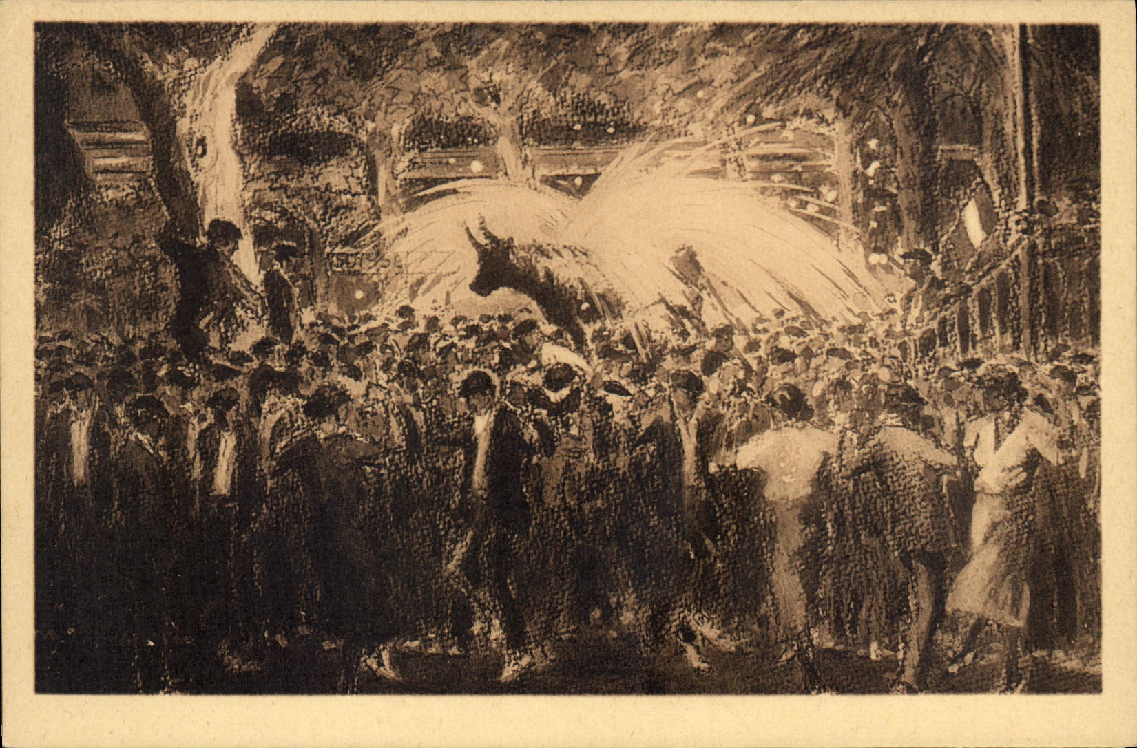 CPA Saint Jean de Luz Le Toro de Fuego Rejouissance locale(d'apres le tableau de R.Boudichon)