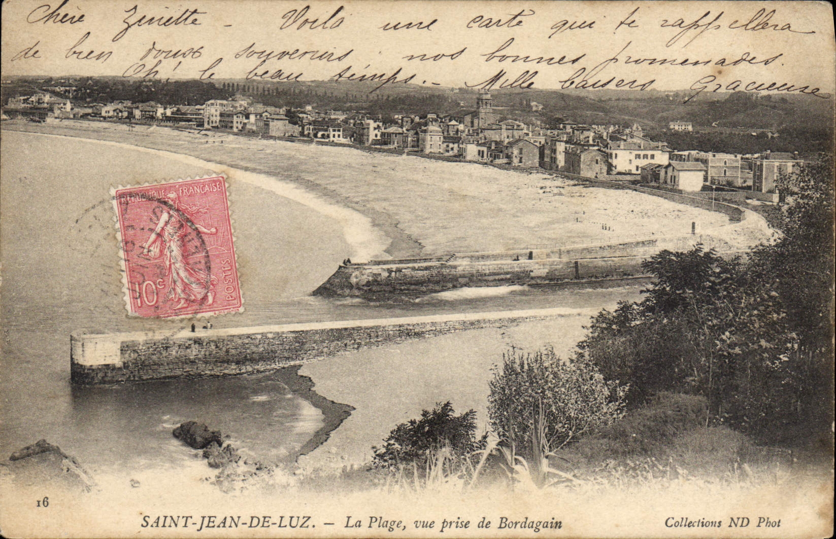 CPA Saint Jean de Luz La Plage vue prise de Bordagain