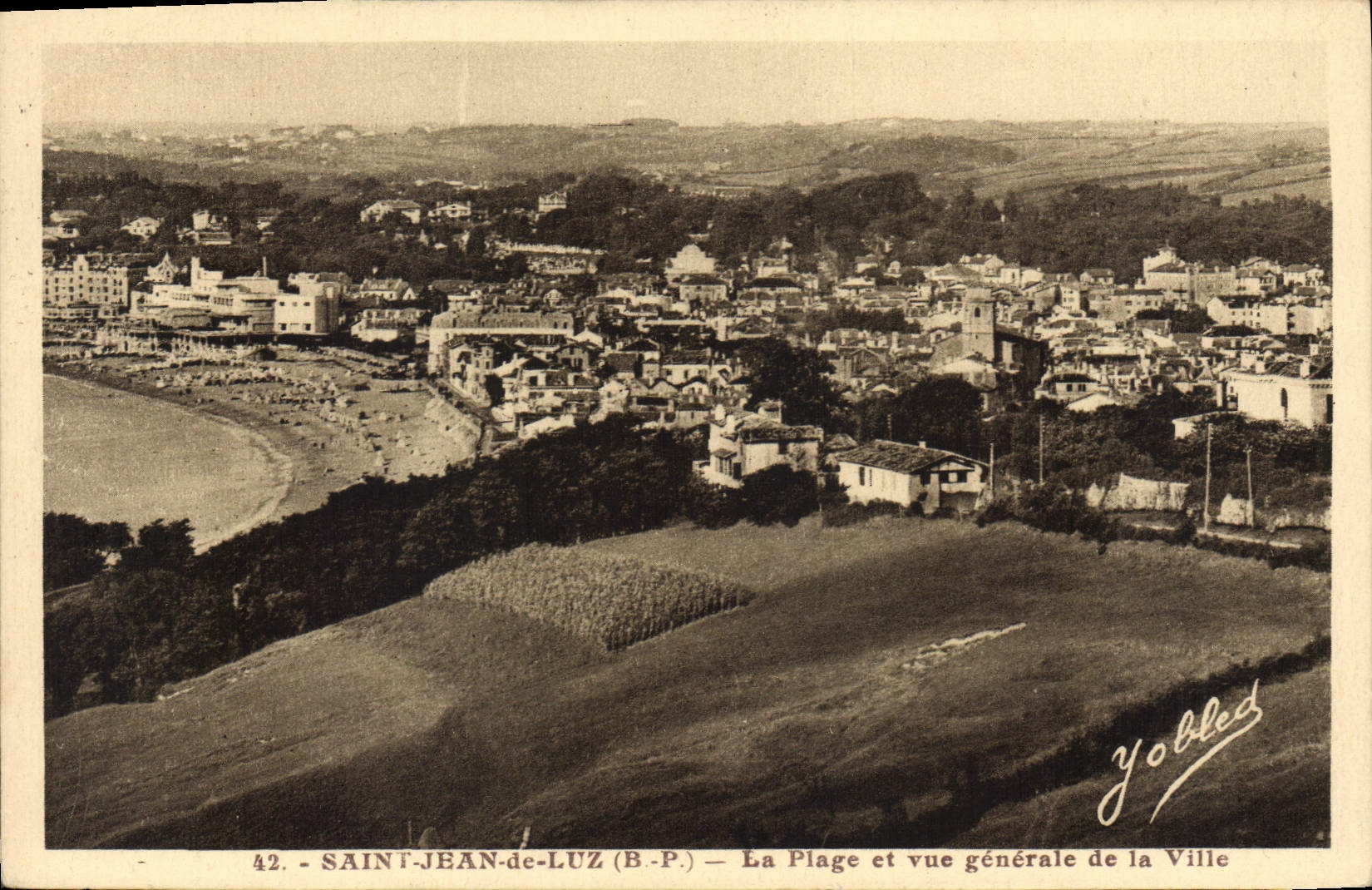 CPA Saint Jean de Luz La Plage et vue generale de la Ville