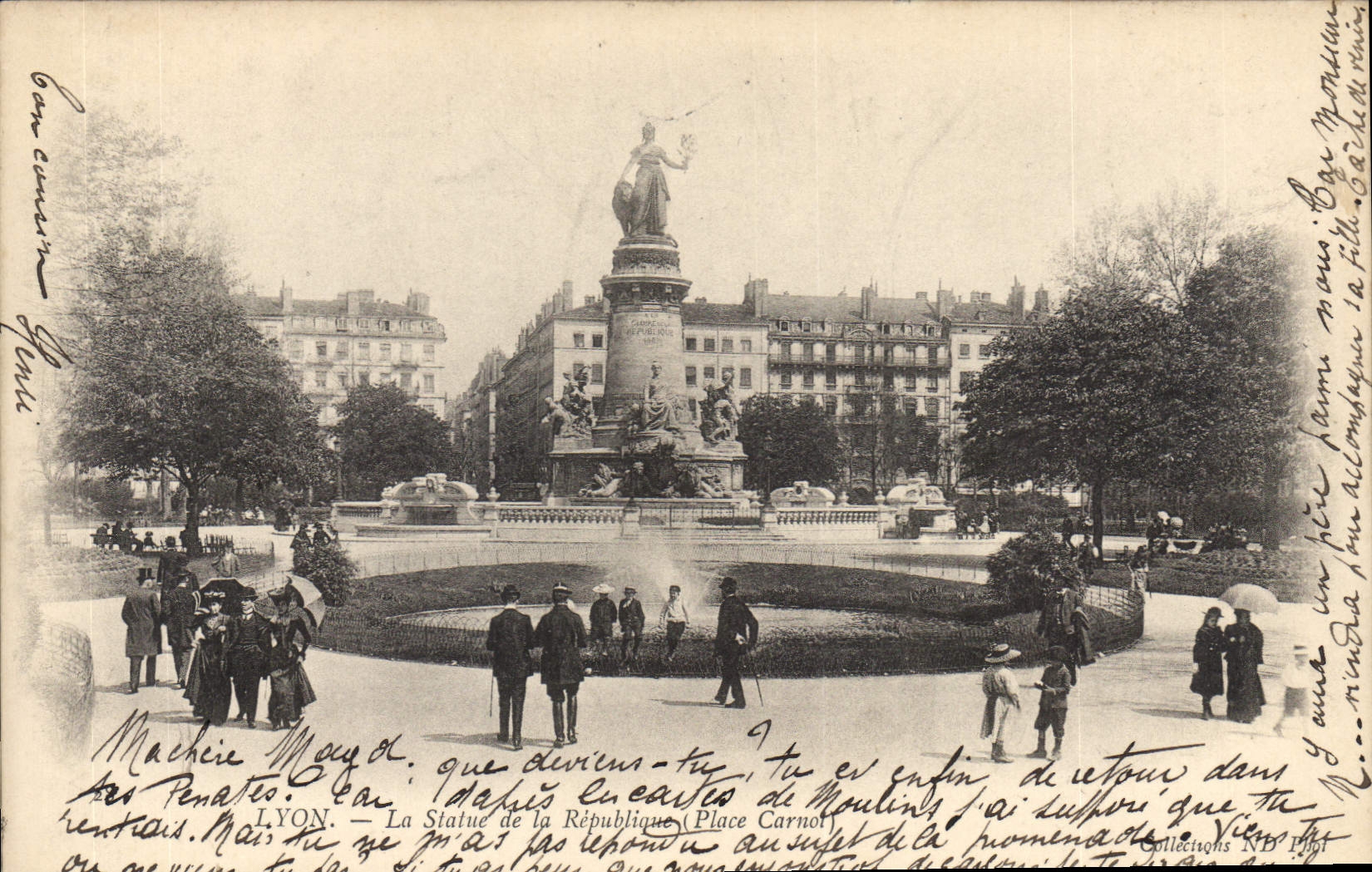 CPA Lyon La Statue de la Republique (Place Carnot)