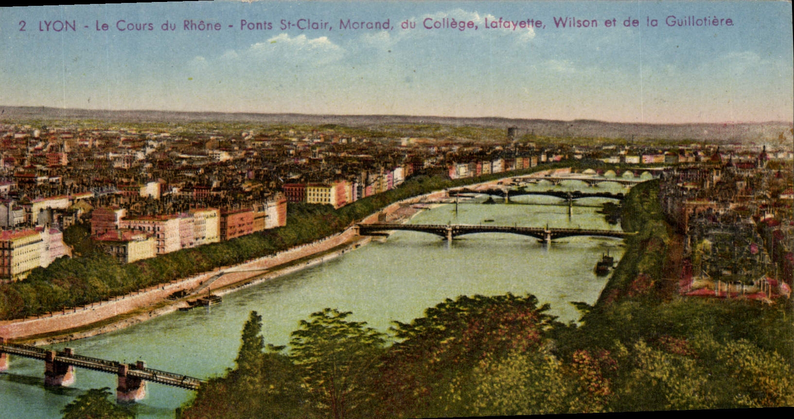 CPA Lyon Le Cours du Rhone Ponts St Clair Morand au College Latayette Wilson et de la Guillatiere