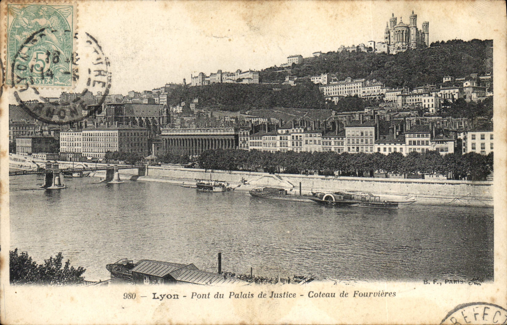 CPA Lyon Pont du Palais de Justice Coteau de Fourvieres