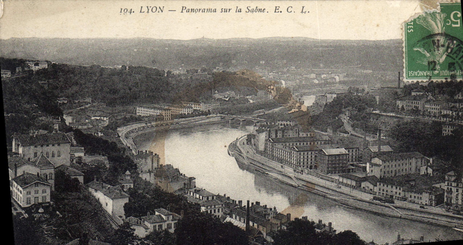 CPA Lyon Panorama sur la Saone