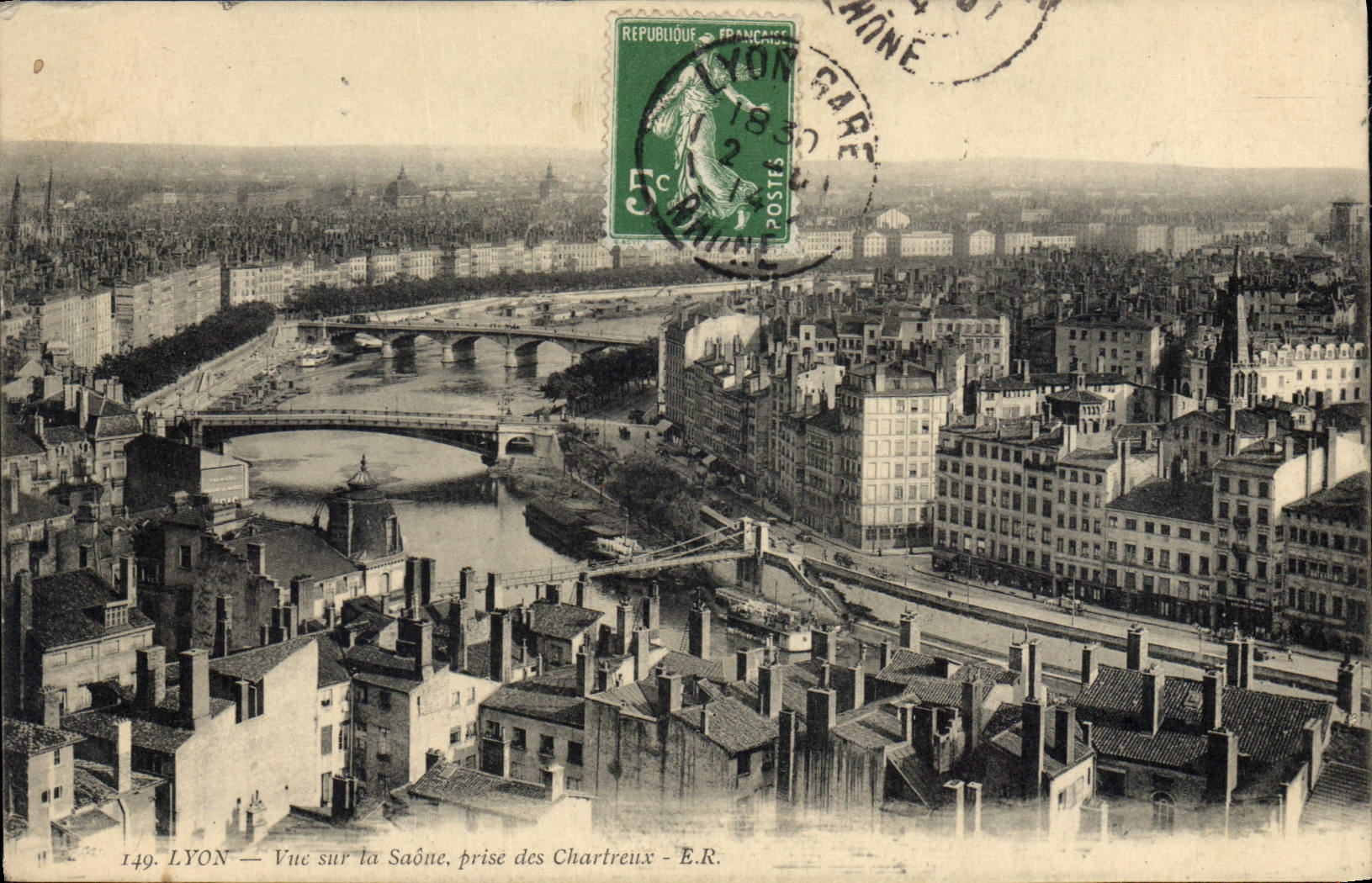 CPA Lyon Vue sur la Saone prise des Chartreux
