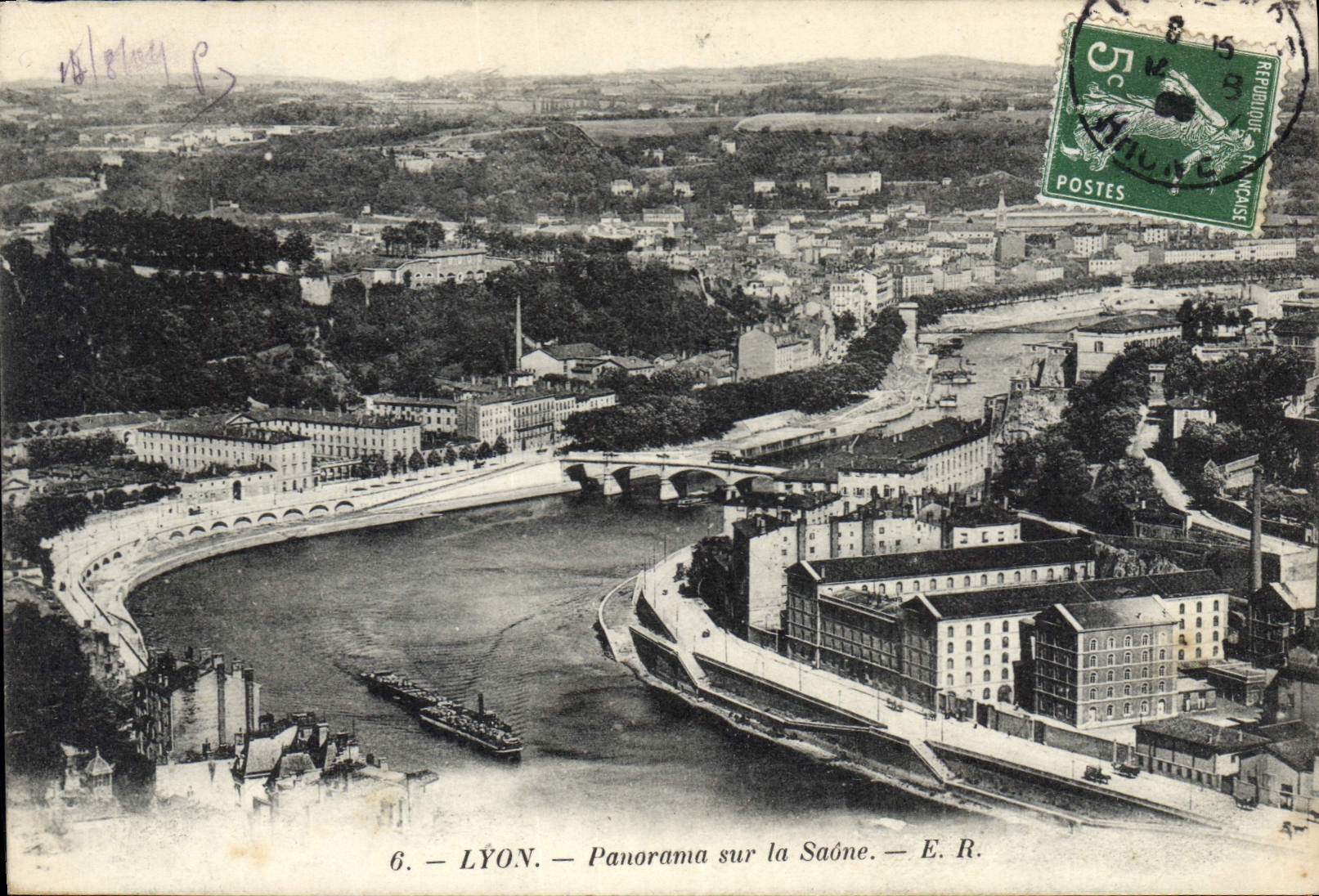 CPA Lyon Panorama sur la Saone
