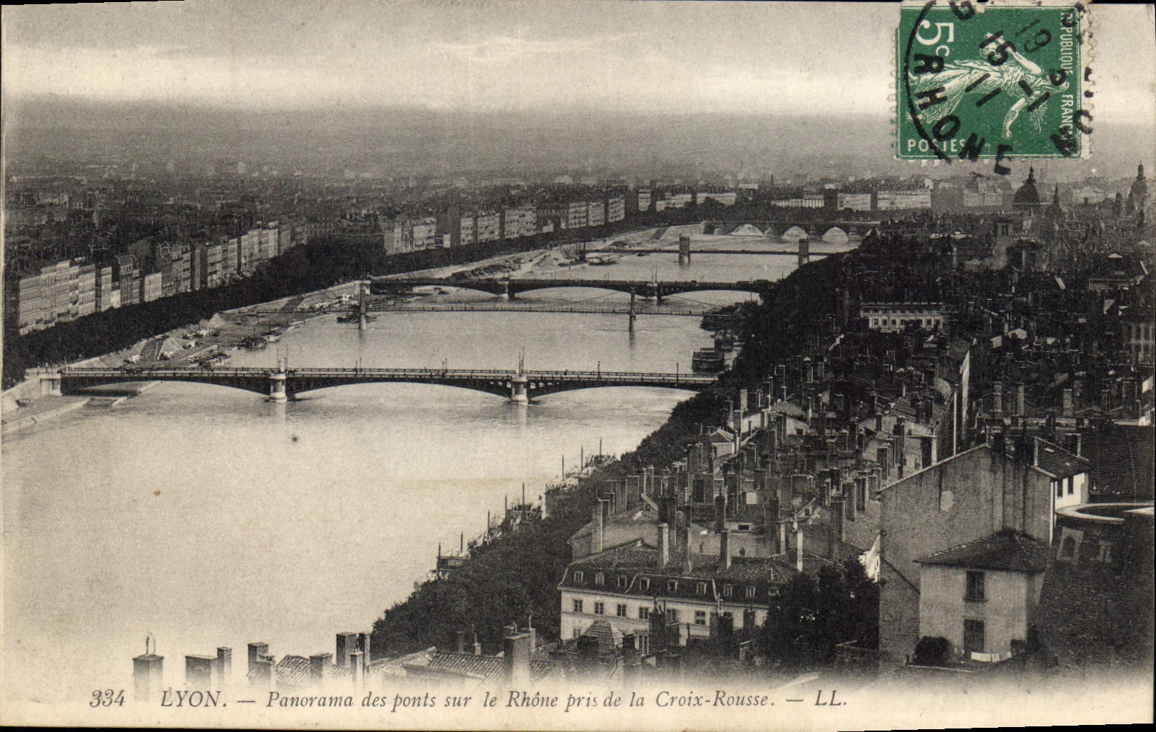 CPA Lyon Panorama des ponts sur le Rhone pris de la Croix Rousse