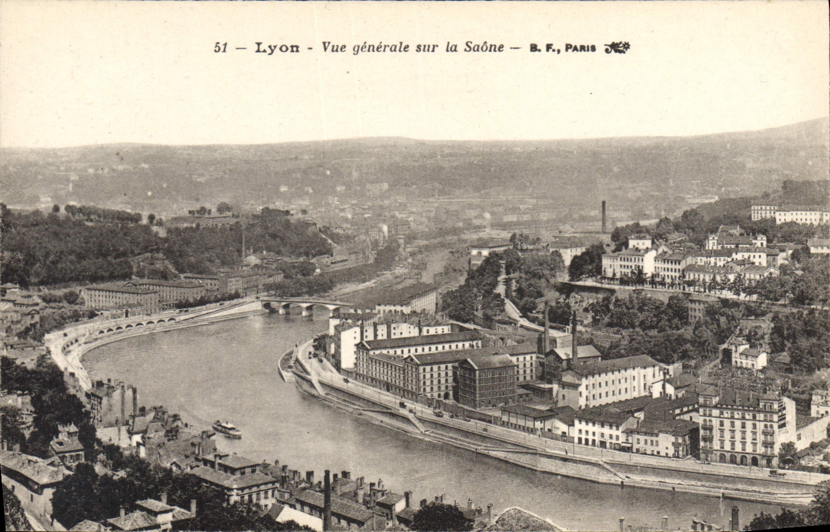 CPA Lyon Vue generale sur la Saone