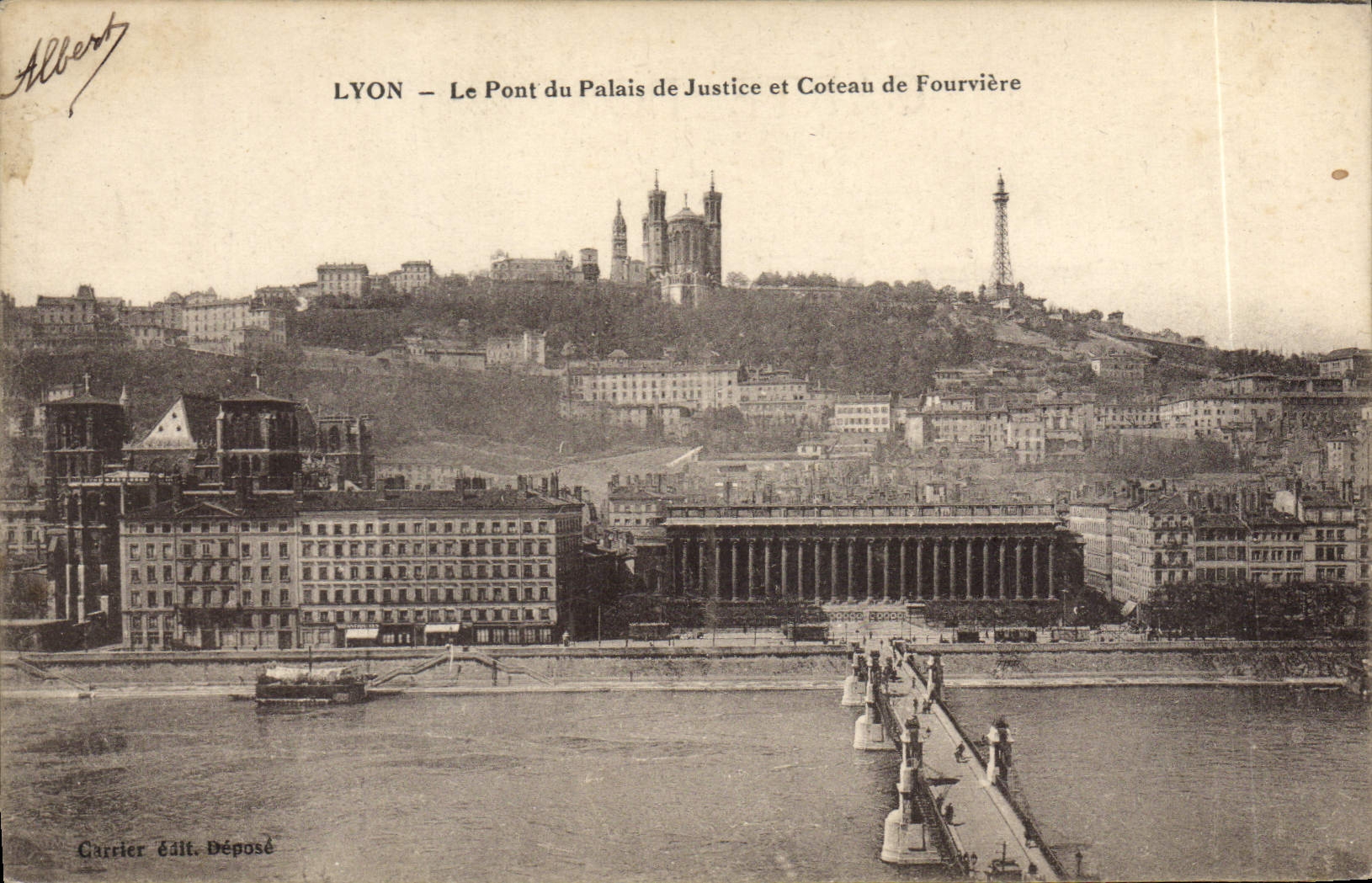 CPA Lyon Le Pont du Palais de Justice et Coteau de Fourviere