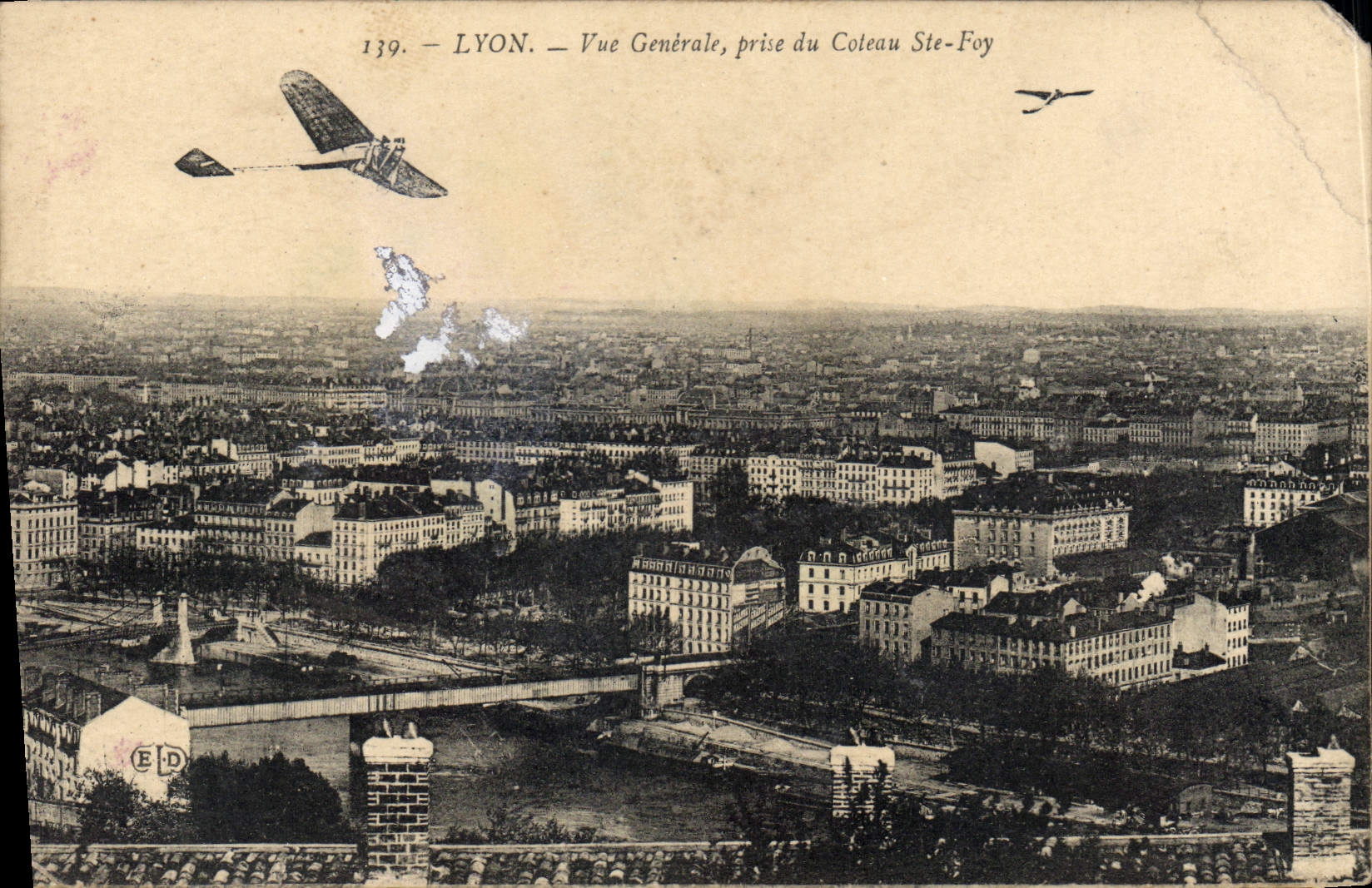 CPA Lyon Vue Generale prise du Coleau Ste Foy Avion Aviation