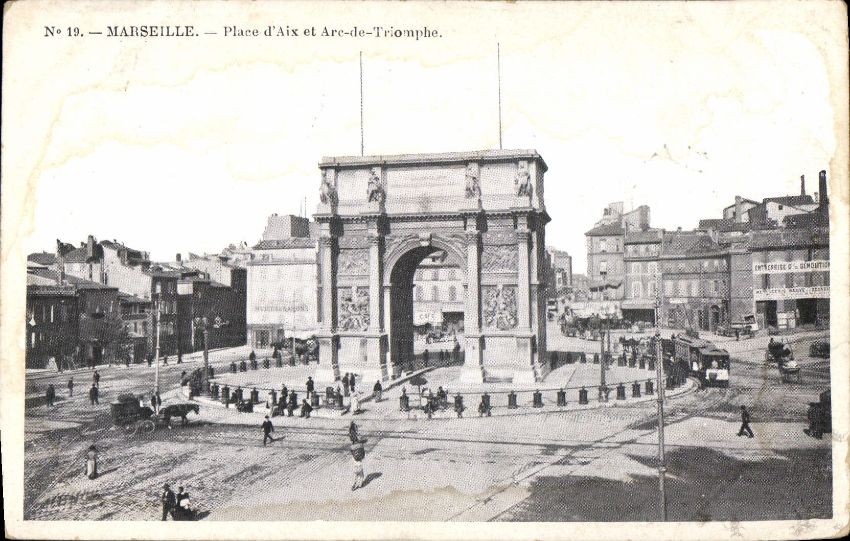 CPA Marseille Place d'Aix et Arc de Triomphe