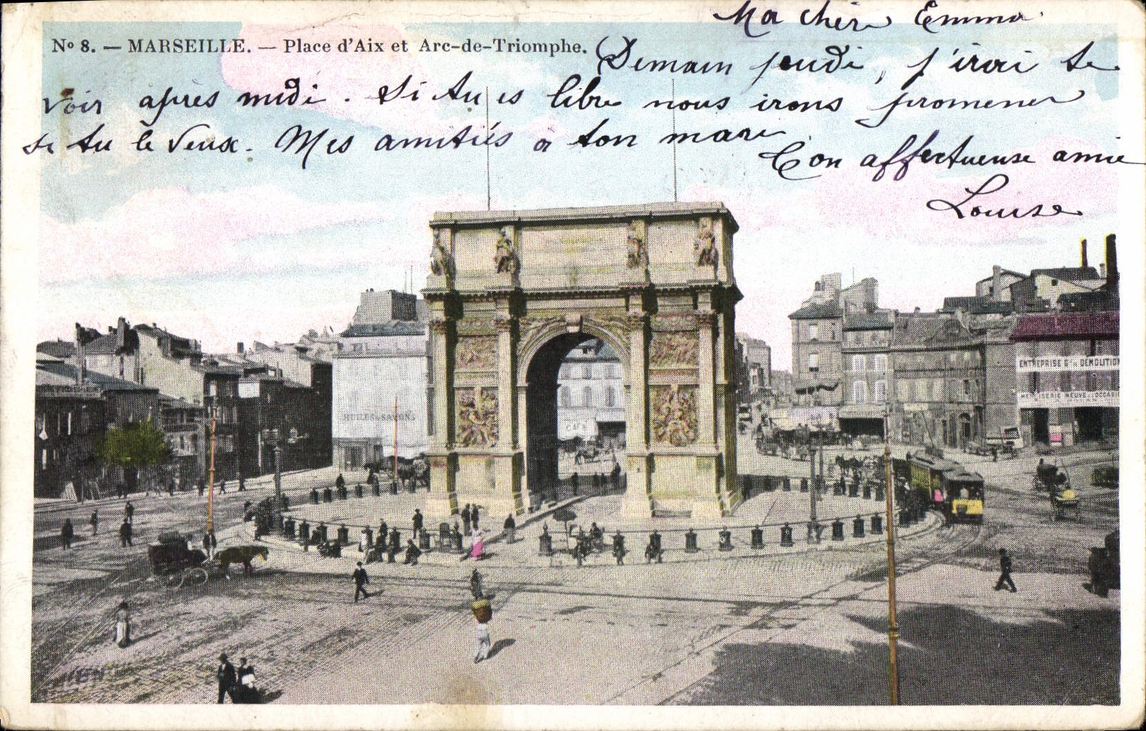CPA Marseille Place d'Aix et Arc de Triomphe 