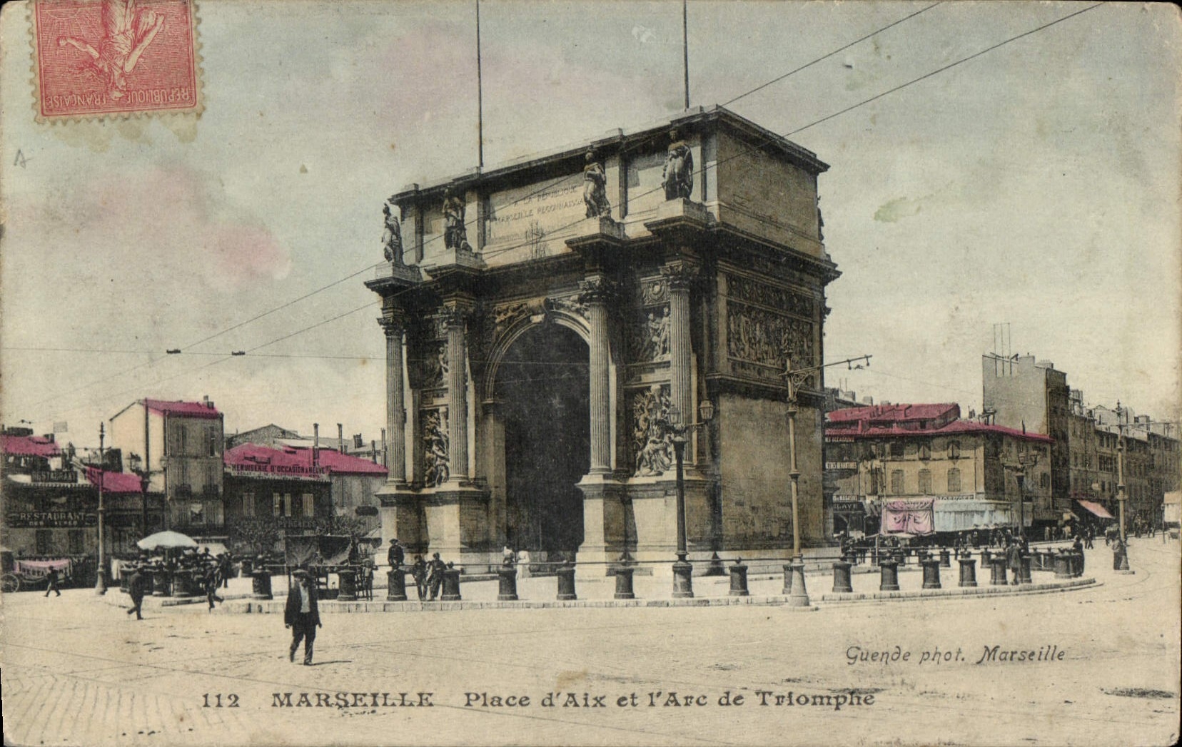 CPA Marseille Place d'Aix et l'Arc de Triomphe