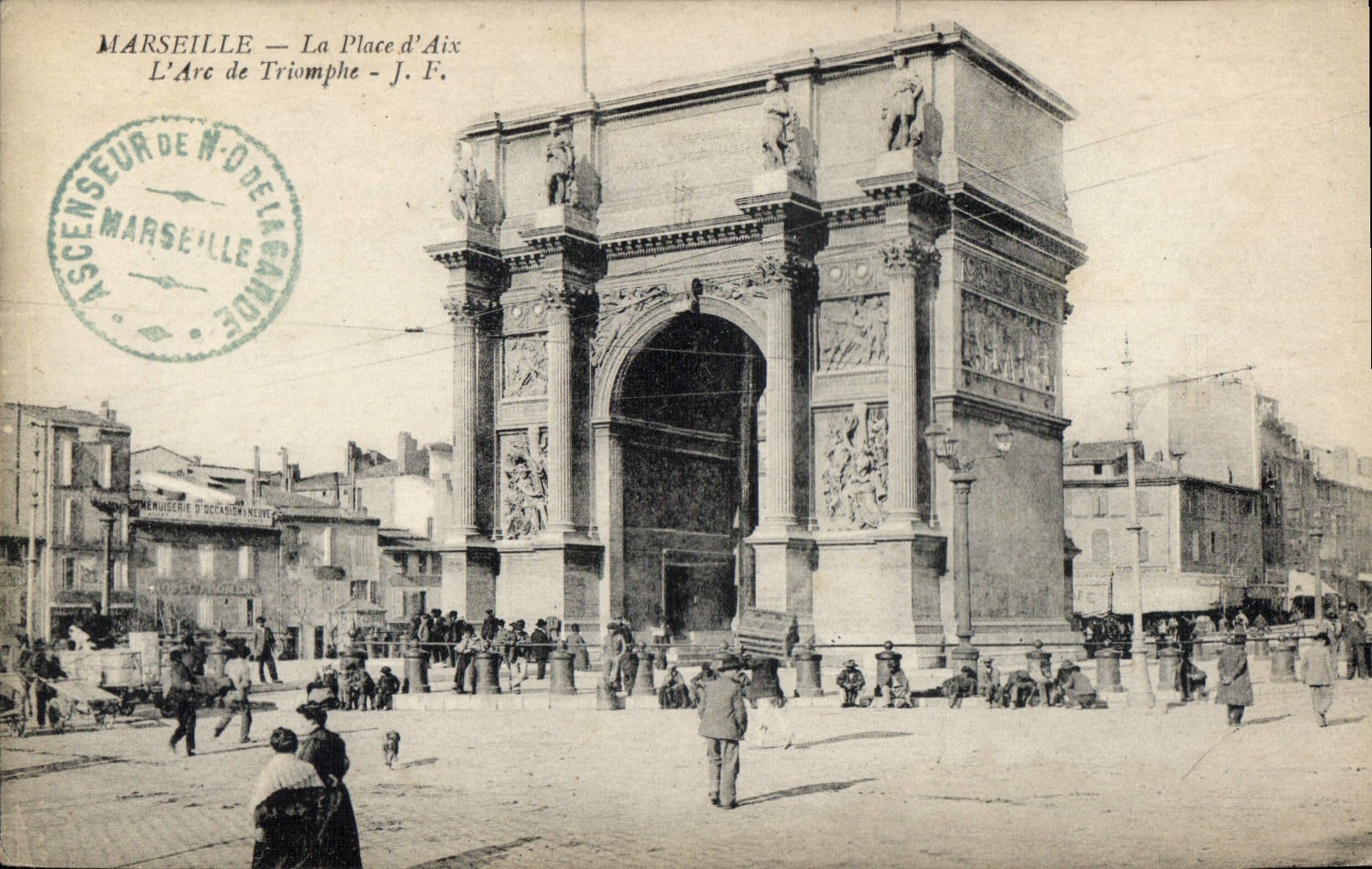 CPA Marseille La Place d'Aix L'Arc de Triumphe