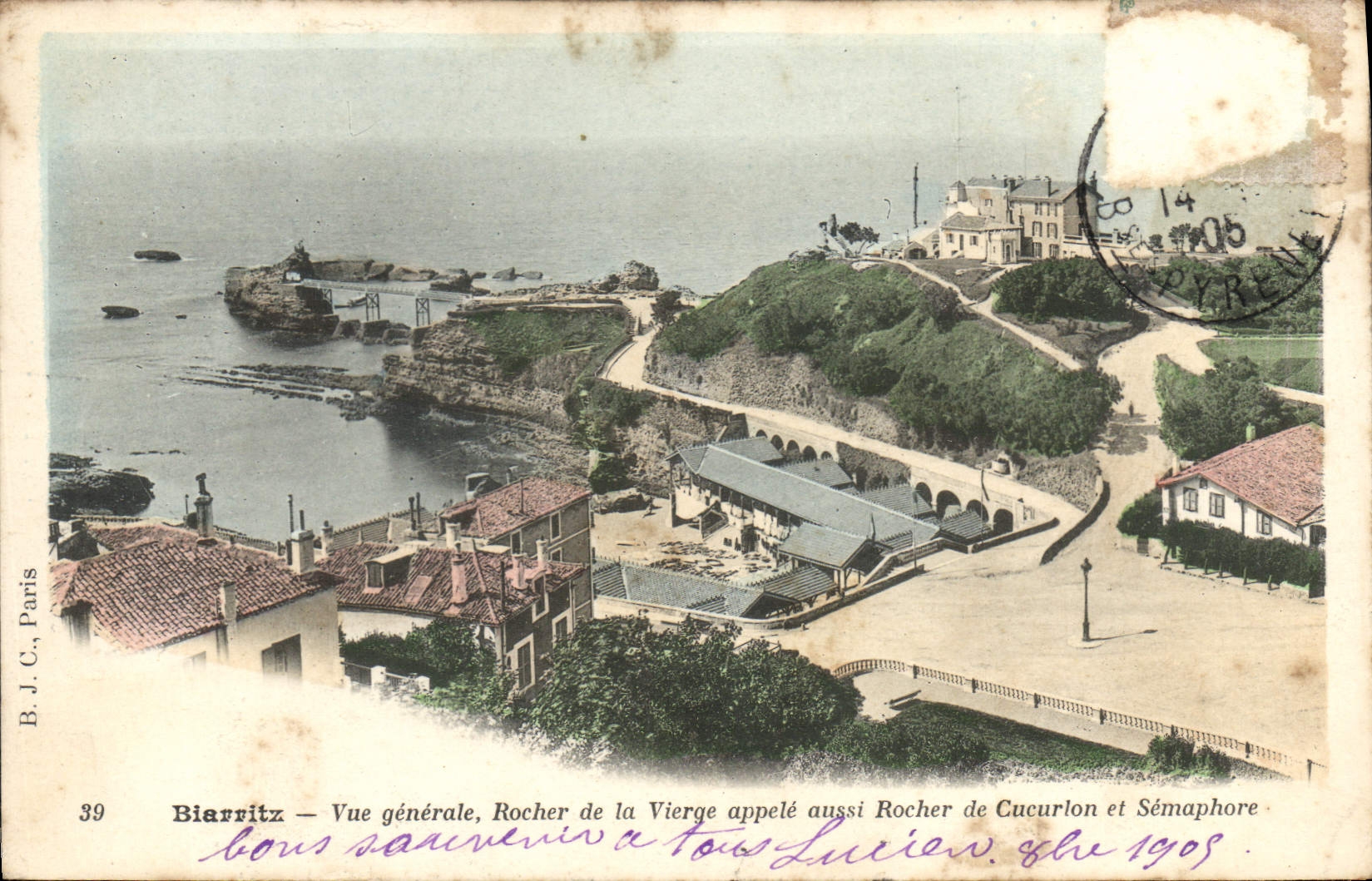 CPA Biarritz Vue Generale de la Vierge appele aussi Rocher de Cucurlon et Semaphore 