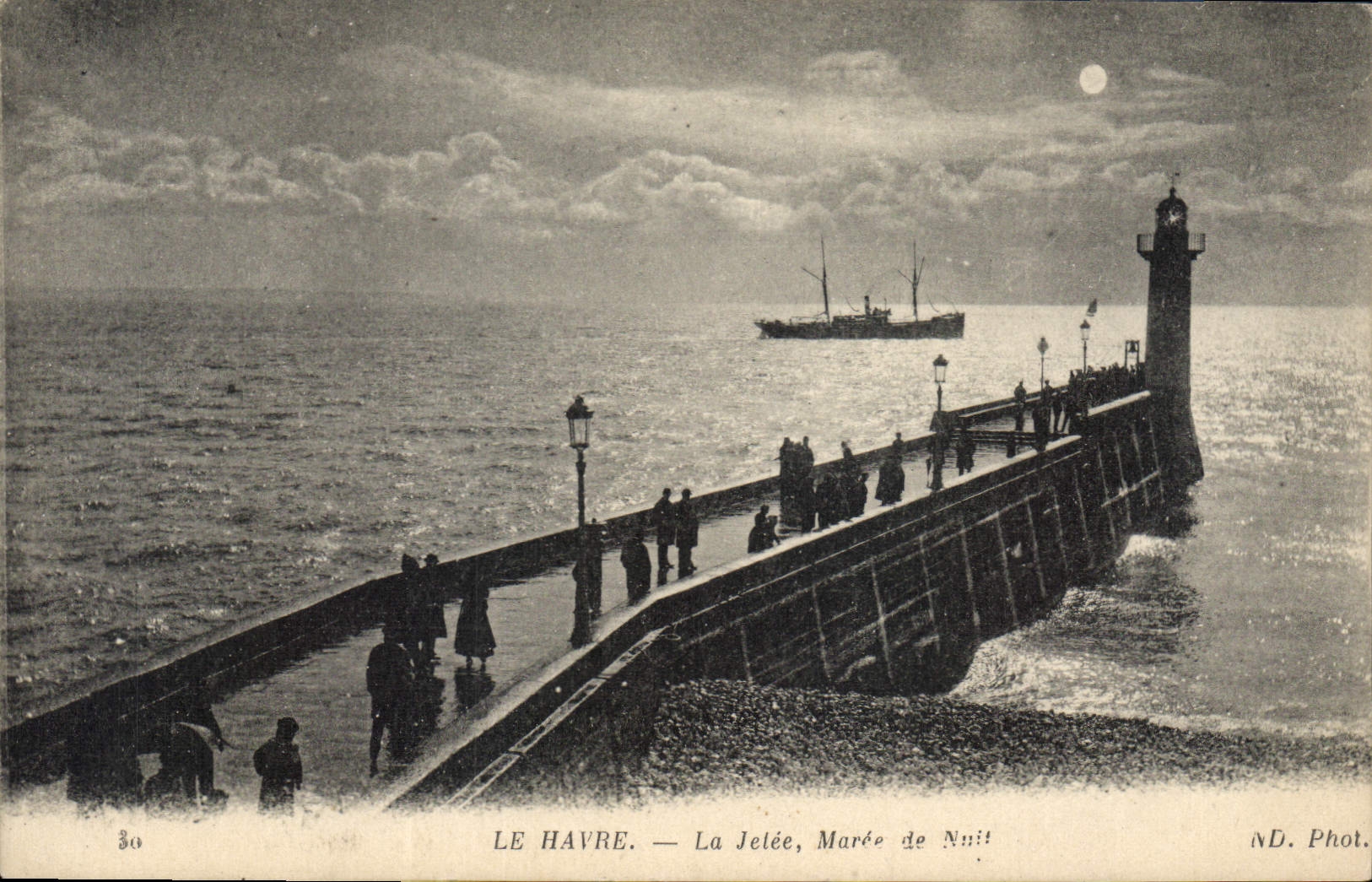 CPA Le Havre La Jetee Maree de Nuit