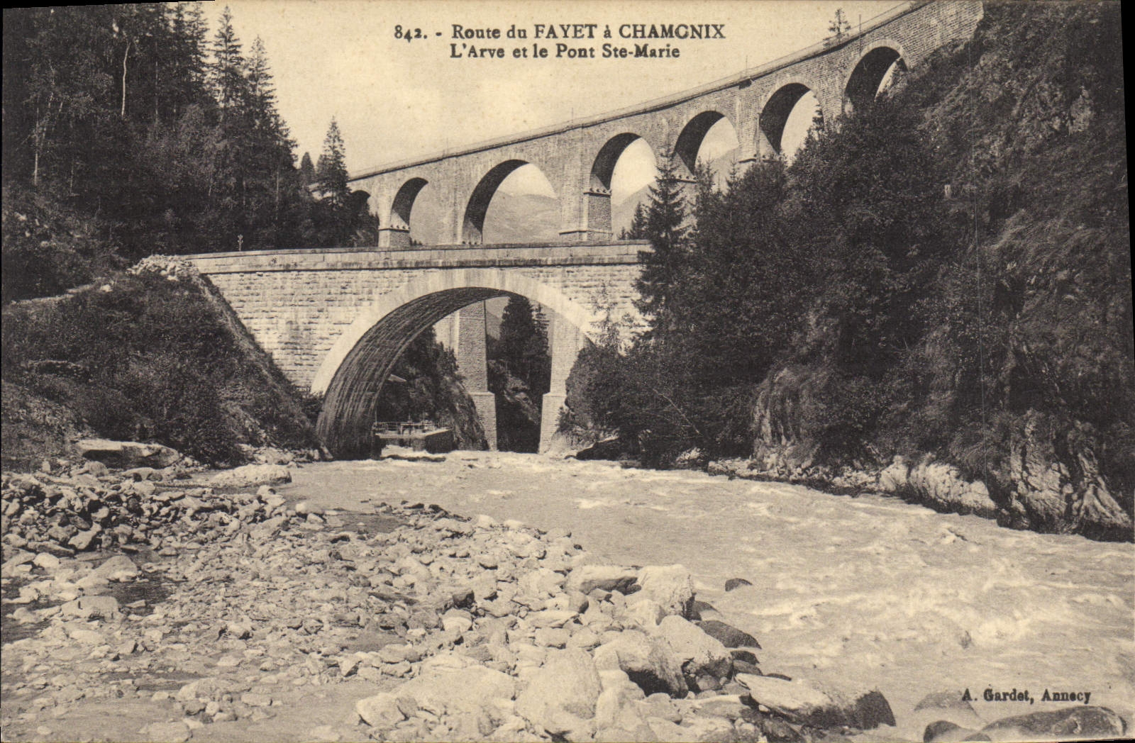 CPA Route du Fayet a Chamonix L'ARve et le pont Ste marie