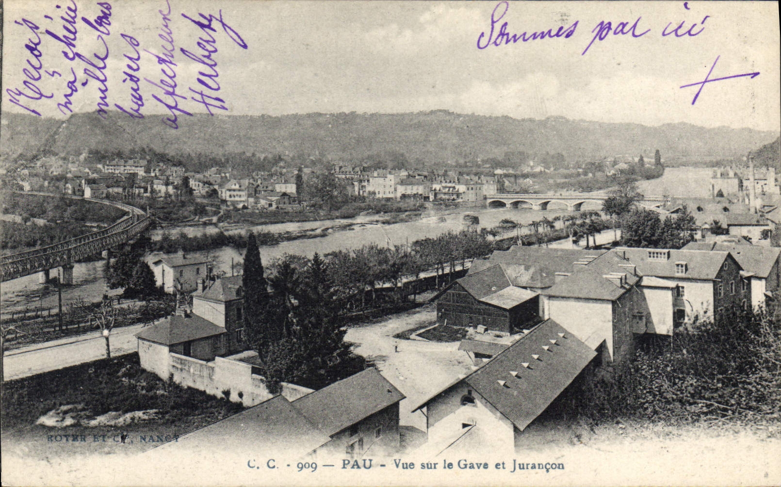 CPA Pau Vue sur le Gave et Jurancon 