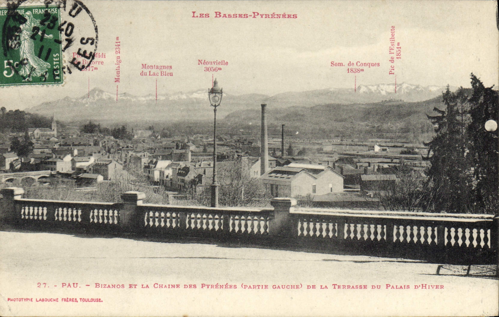 CPA Pau Bizanos et la Chaine des Pyrenees de la terrasse du palais d'hiver