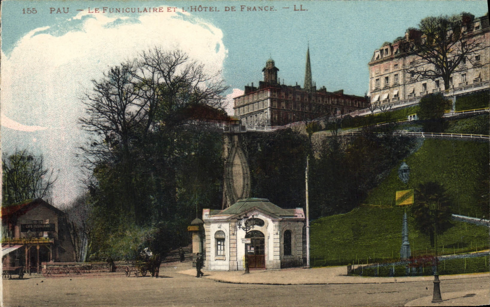 CPA Pau Le Funiculaire et l'Hotel de France