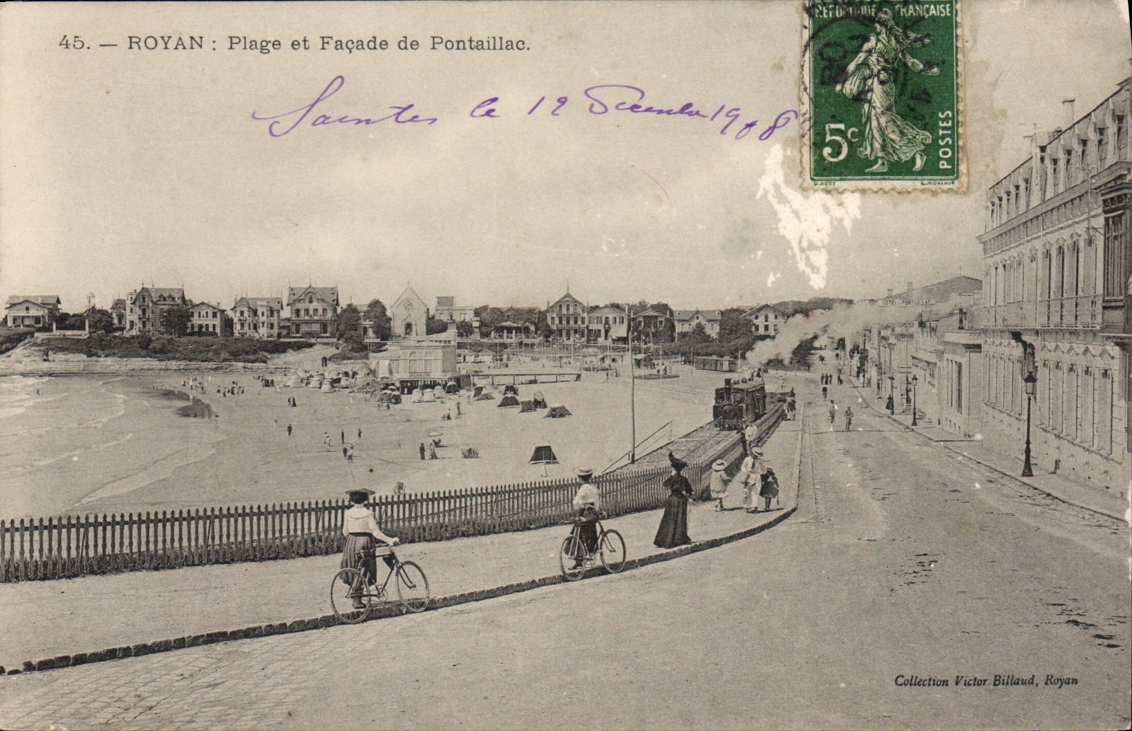 CPA Royan Plage et Facade de Pontaillac Train