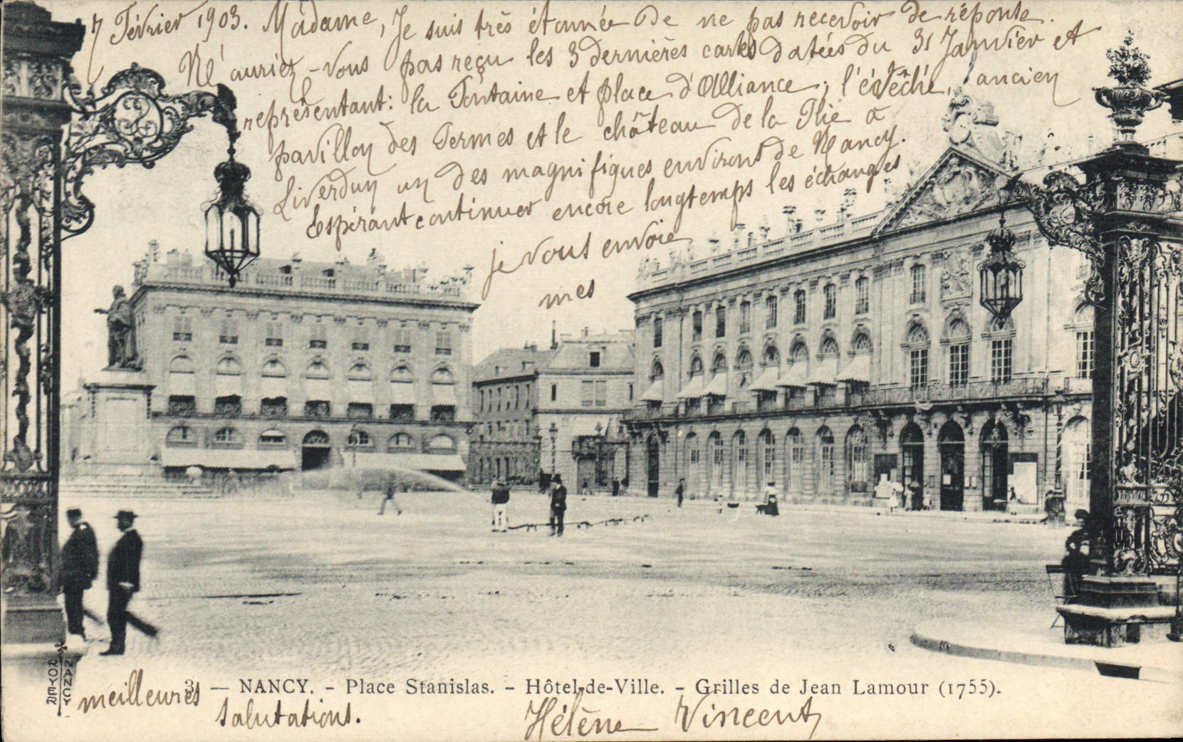 CPA Nancy Place Stanislas Hotel de Ville Grilles de Jean Lamour 