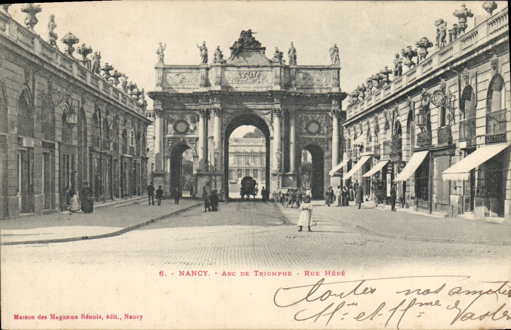 CPA Nancy Arc de Triomphe Rue Here 