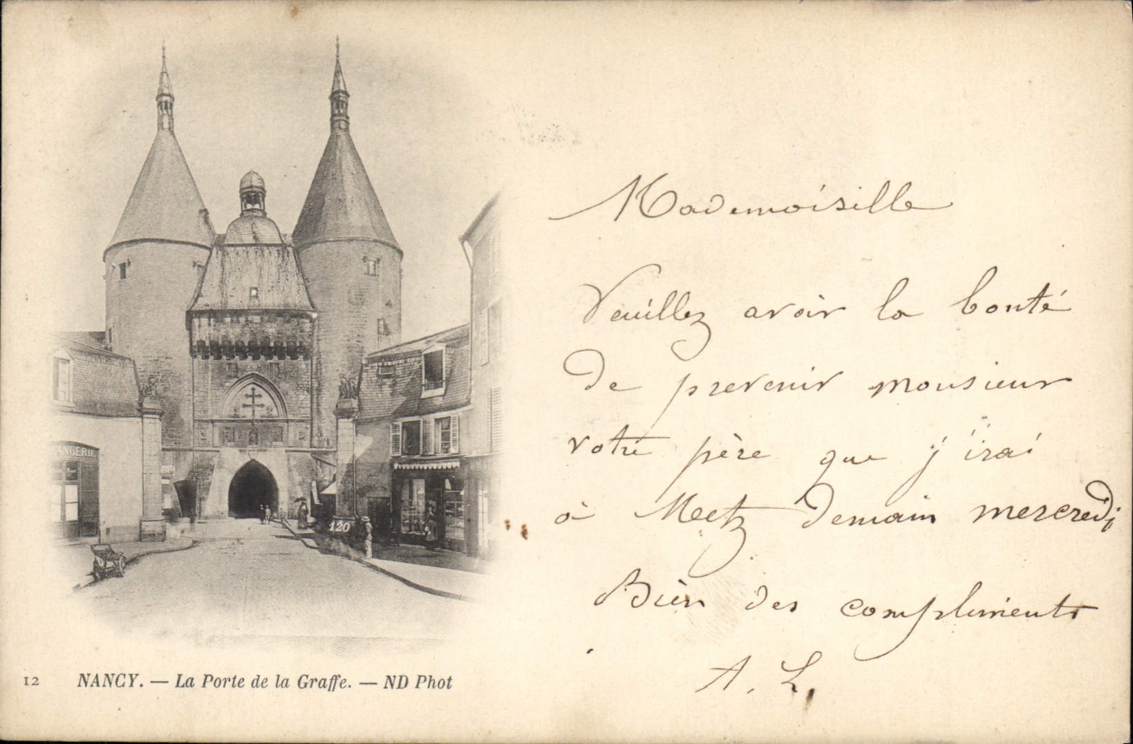 CPA Nancy La Porte de la Giraffe Carte 1898