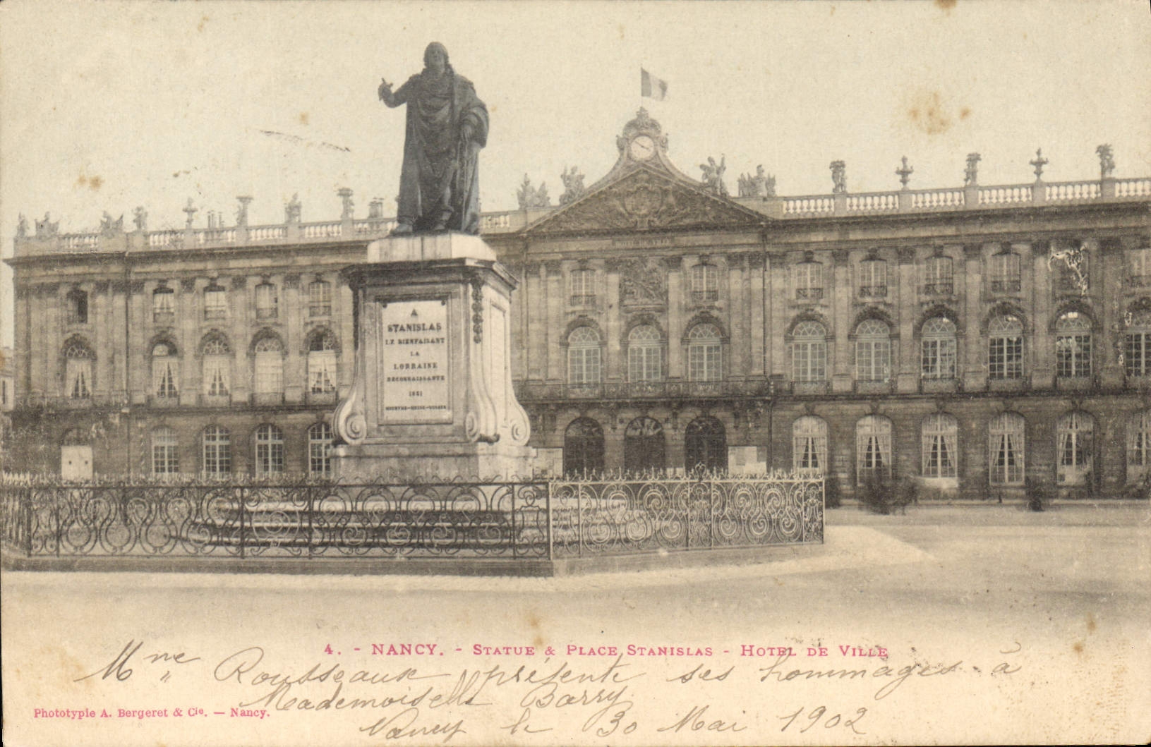 CPA Nancy Statue et Place Stanislas Hotel de Ville