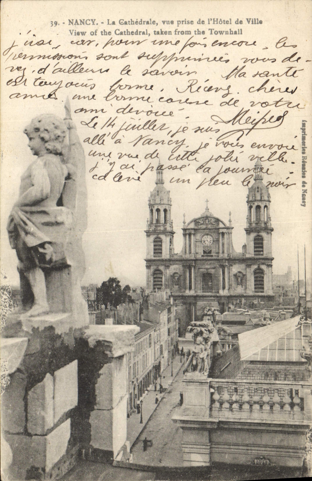 CPA Nancy La Cathedrale vue prise de l'Hotel de Ville 