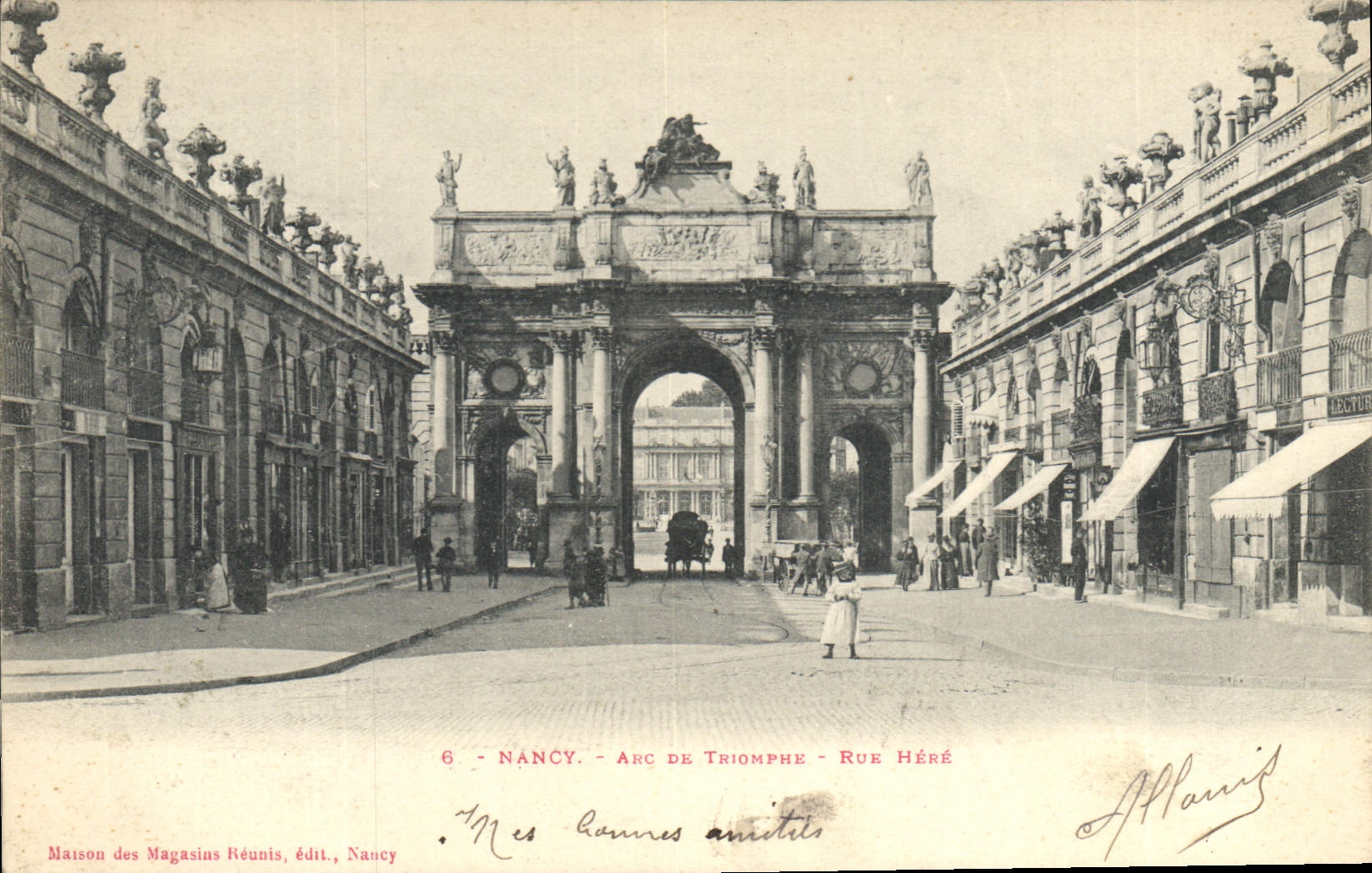 CPA Nancy Arc de Triomphe Rue Here 