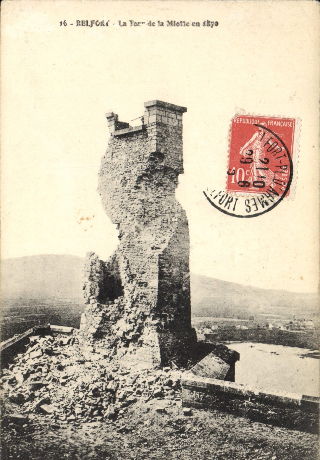 CPA Belfort La tour de la Miotte en 1870