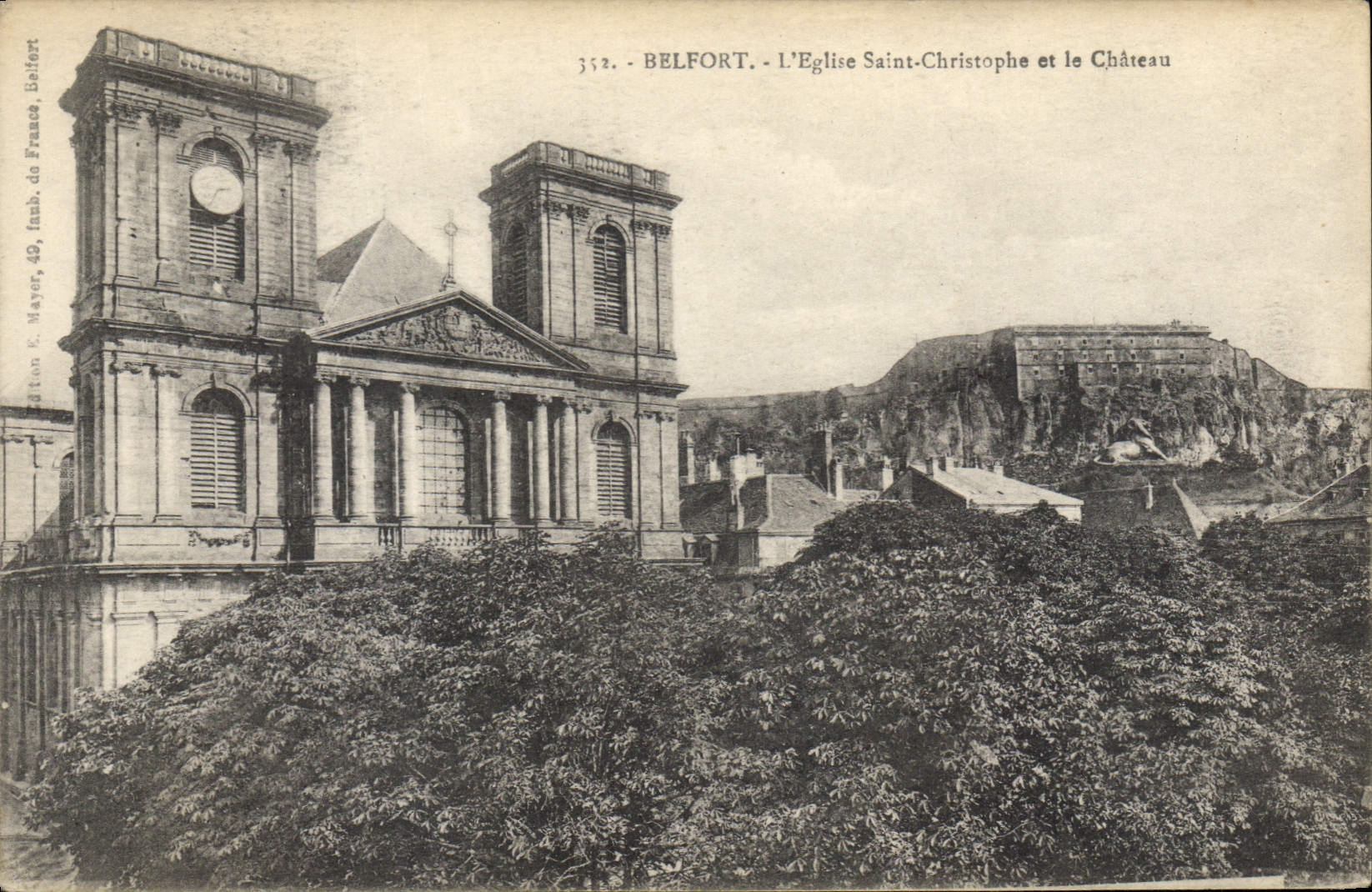 CPA Belfort L'Eglise Saint Christophe et le Chateau