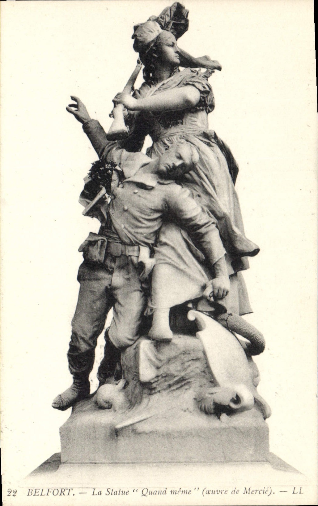 CPA Belfort La Statue Quand Meme Oeuvre de Mercie 
