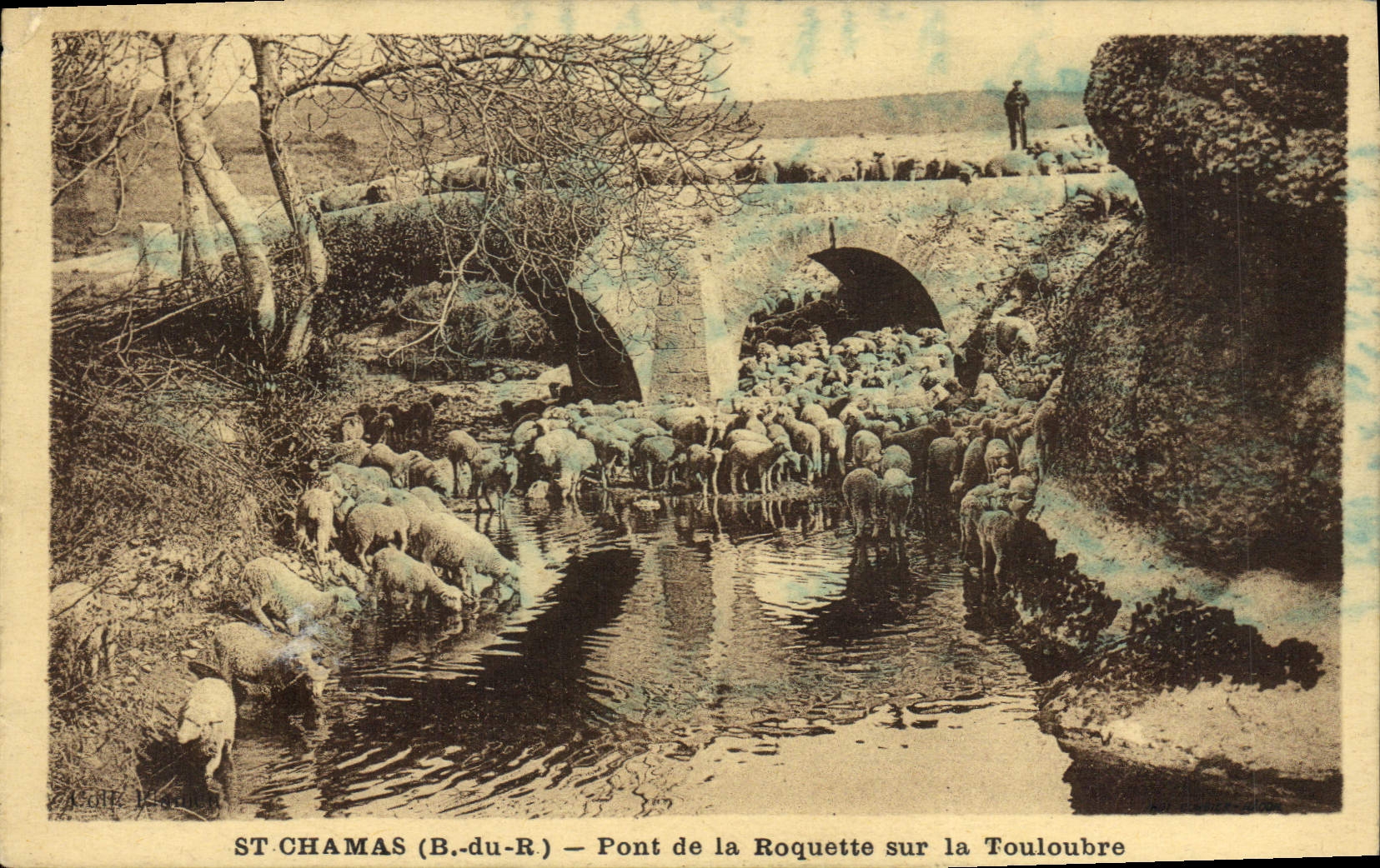 CPA St Chamas Pont de la Roquette sur la Touloubre