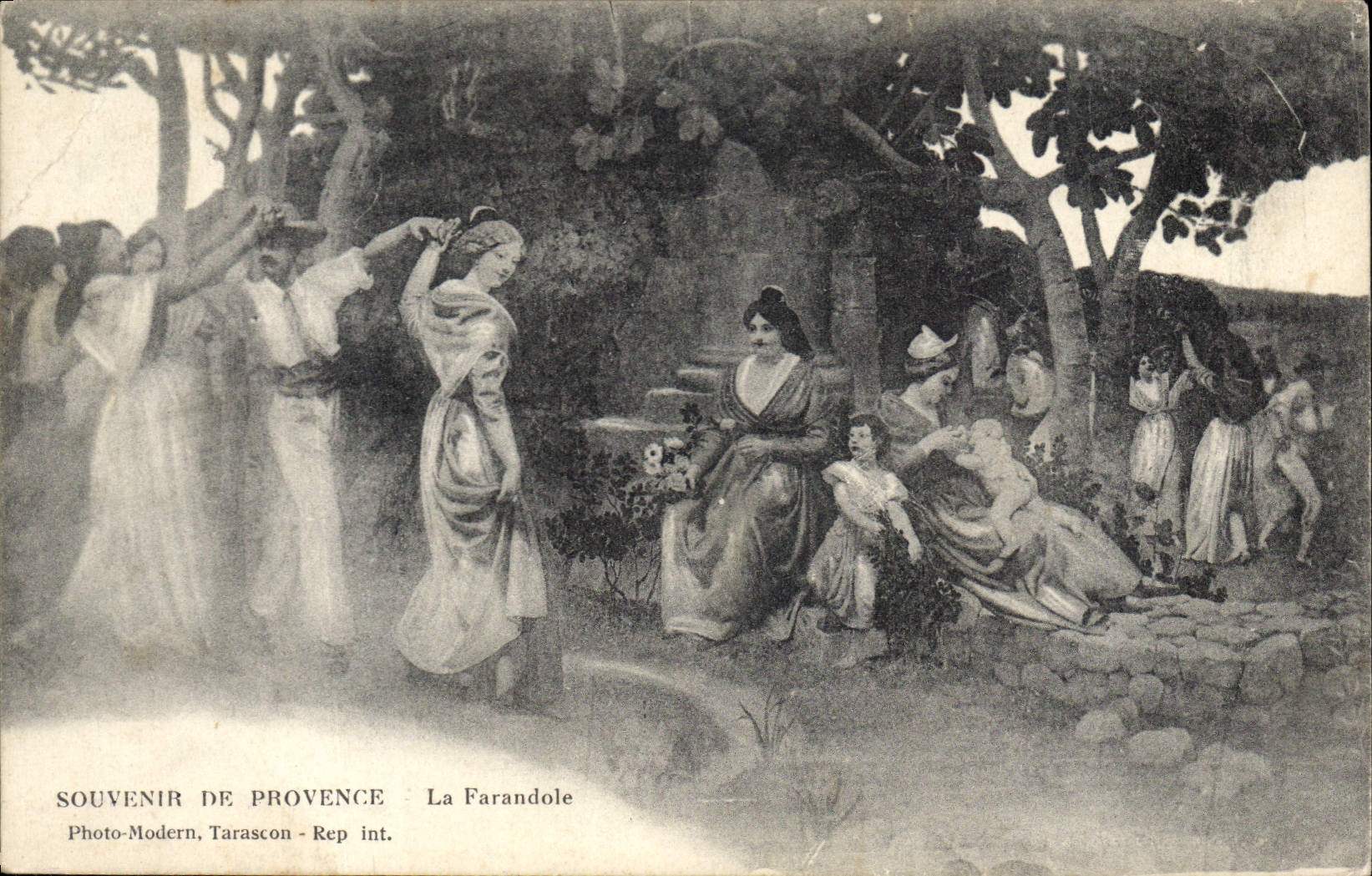 CPA Souvenir de Provence La Farandole 