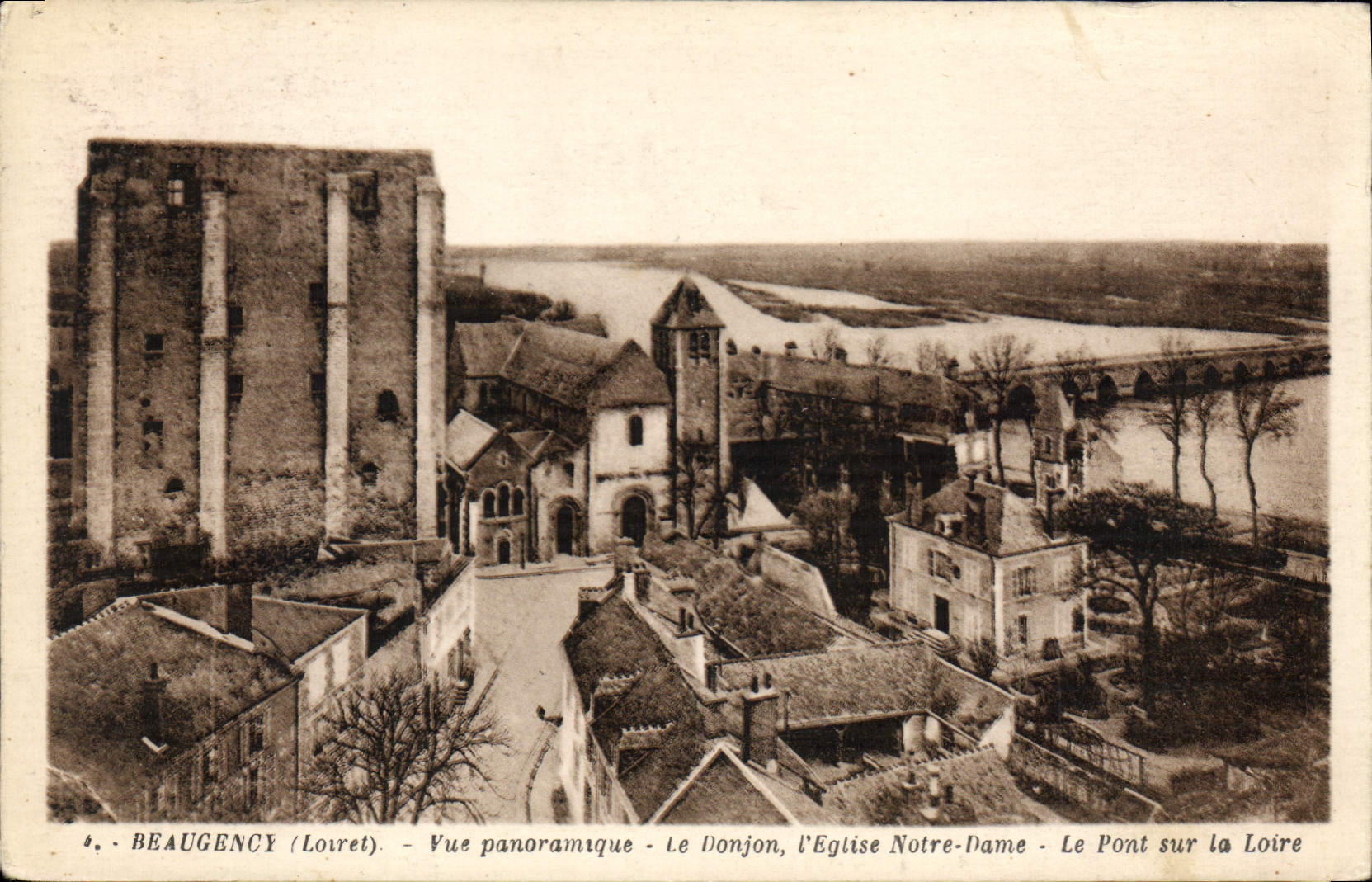 CPA Beaugency Loiret Vue panoramique Le Donjon l'Eglise Notre Dame Le Pont sur la Loire