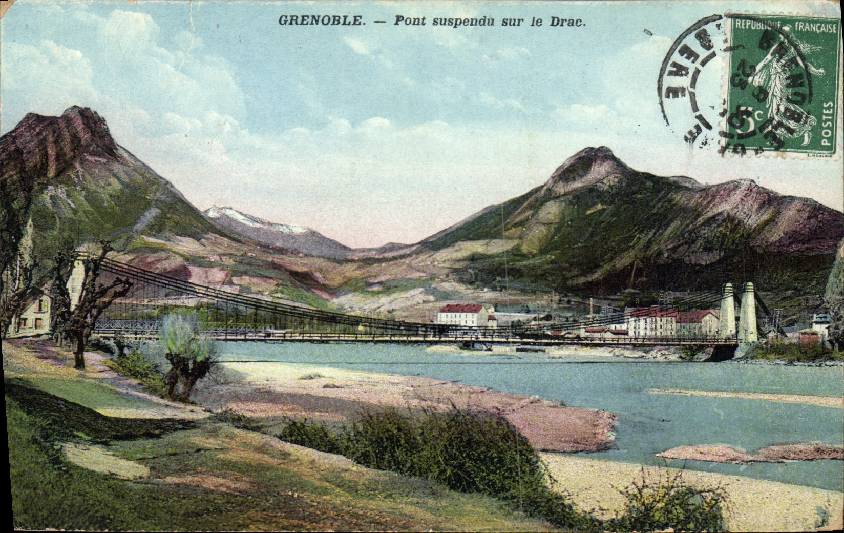 CPA Grenoble Pont suspendu sur le Drac