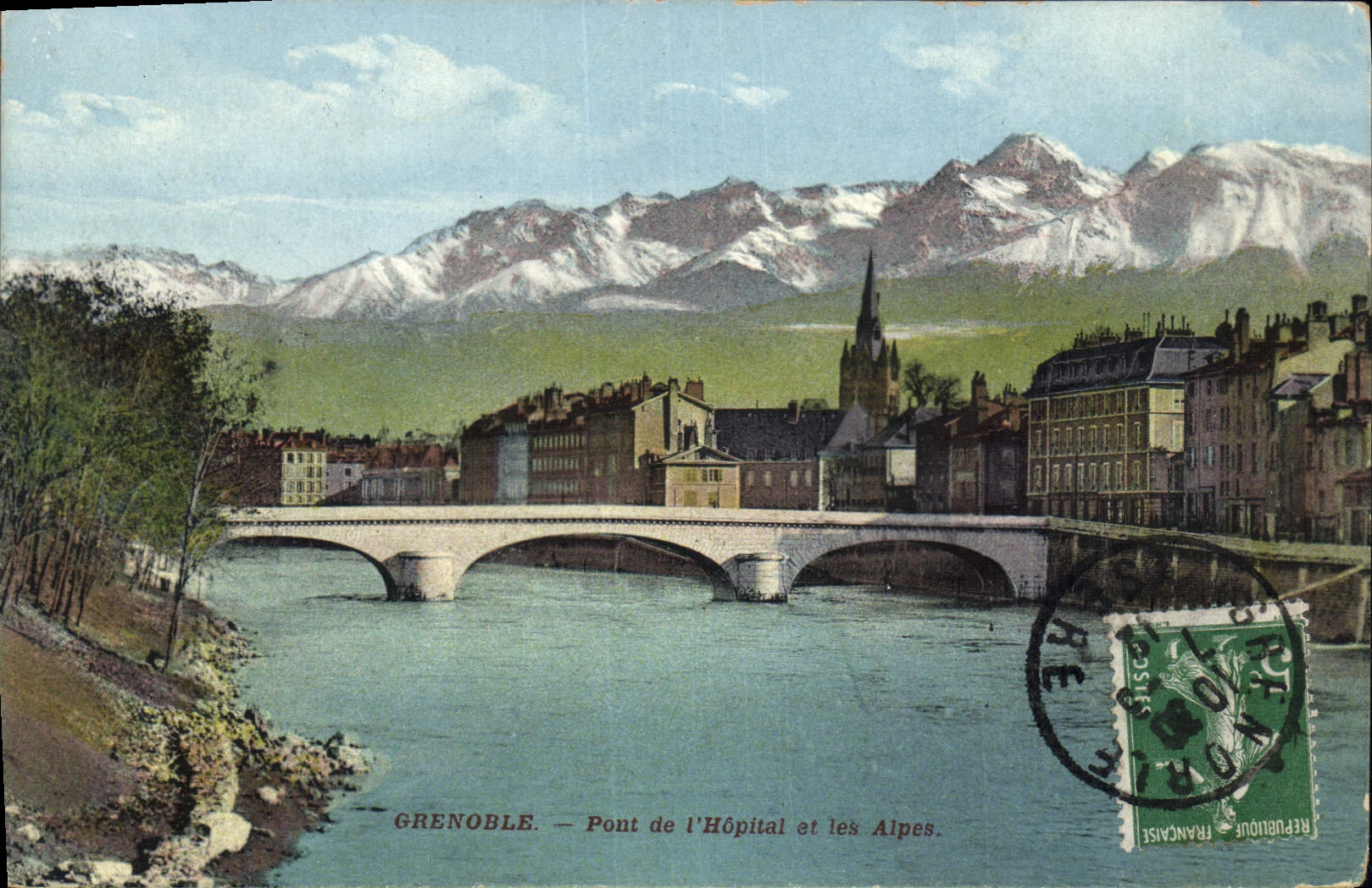CPA Grenoble Pont de l'Hopital et les Alpes