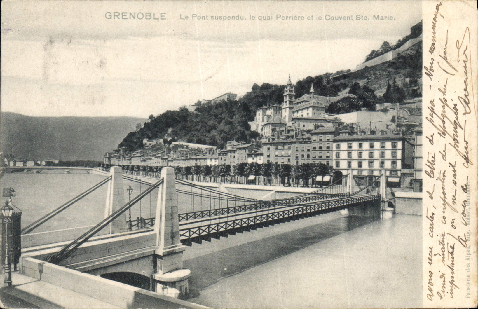 CPA Grenoble Le Pont suspendu et le Couvent Ste Marie