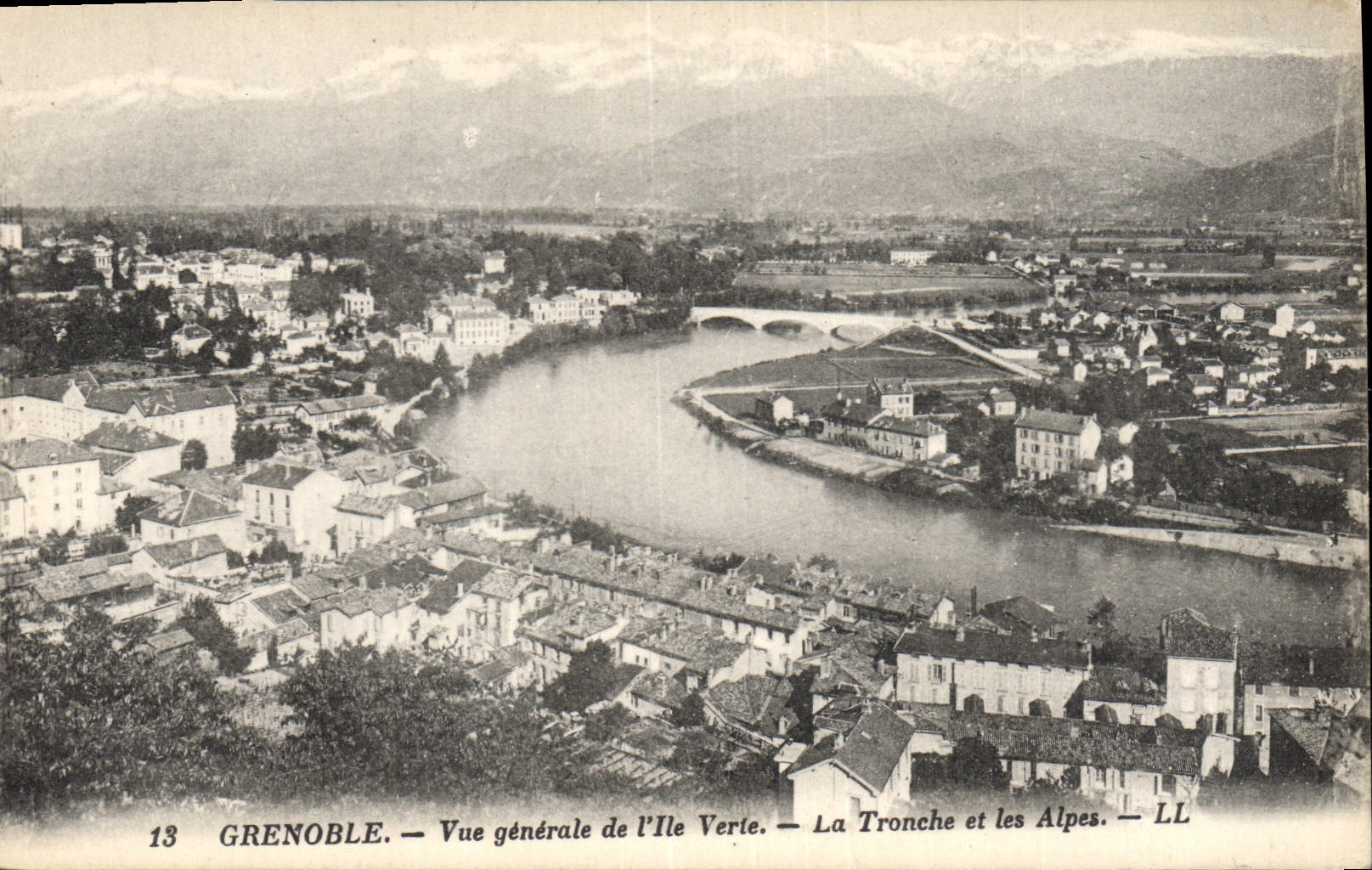 CPA Grenoble Vue generale de l'Ile Verte La Tronche et les Alpes