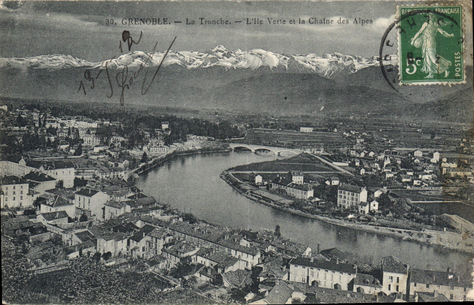 CPA Grenoble La Tronche L'Ile et la Chaine des Alpes