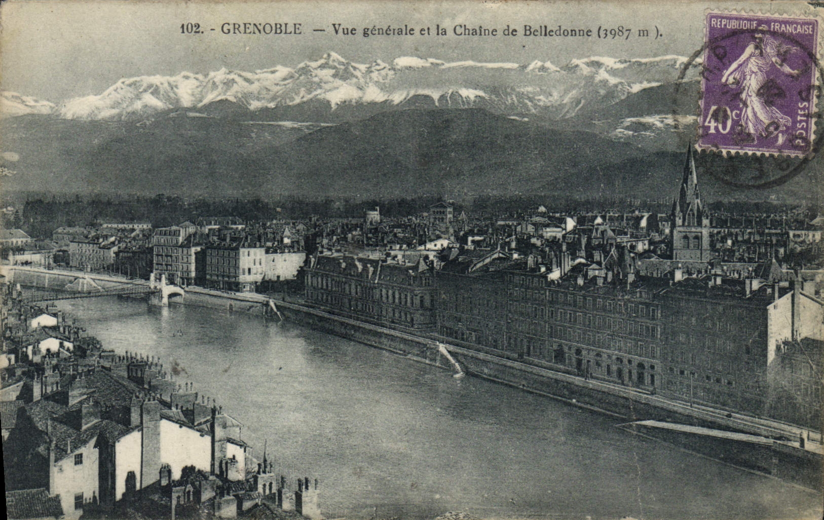 CPA Grenoble Vue generale et la chaine de Belledonne