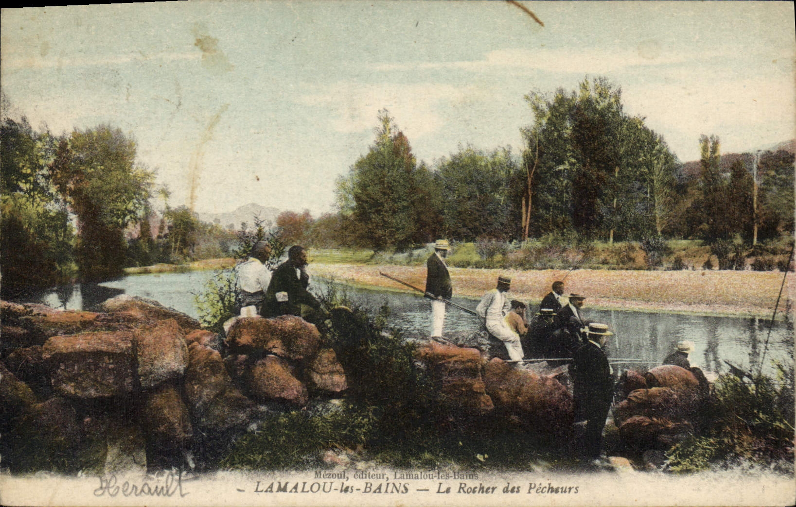 CPA Lamalou les Bains Le Bitoulet Le Rocher des Pecheurs Peche