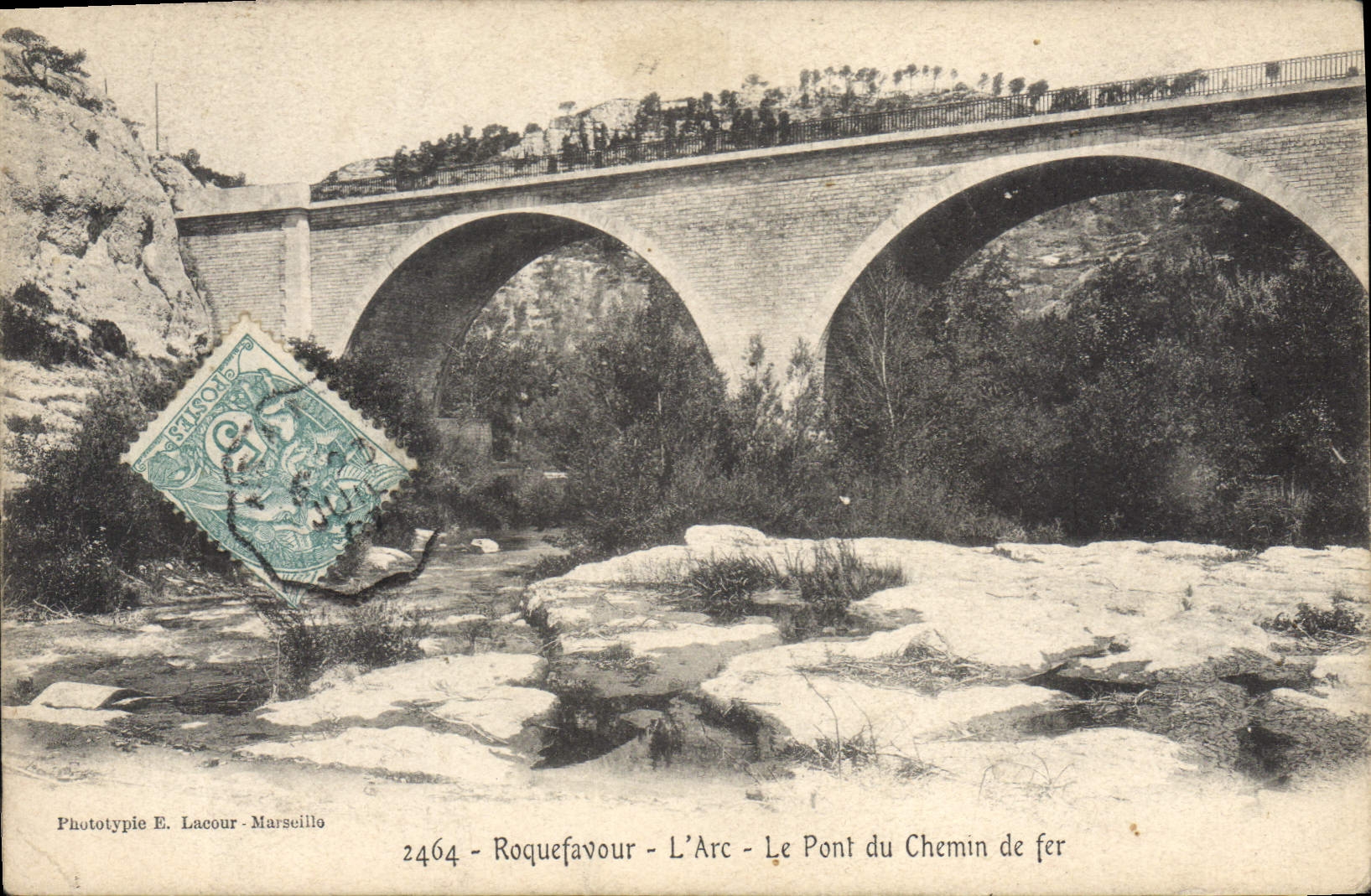 CPA Roquefavour L'Ars Le Pont du Chemin de fer 