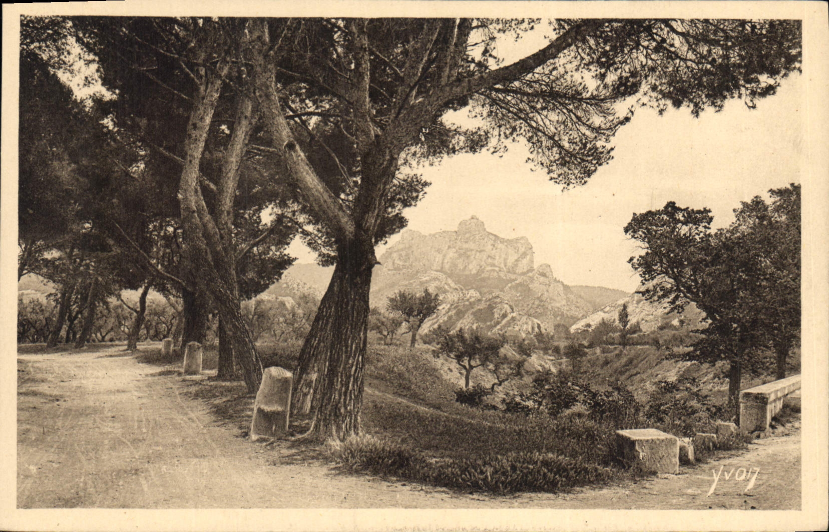 CPA Paysages et Pierres de Provence Les Alpilles vues de la Route de St Remy aux Baux