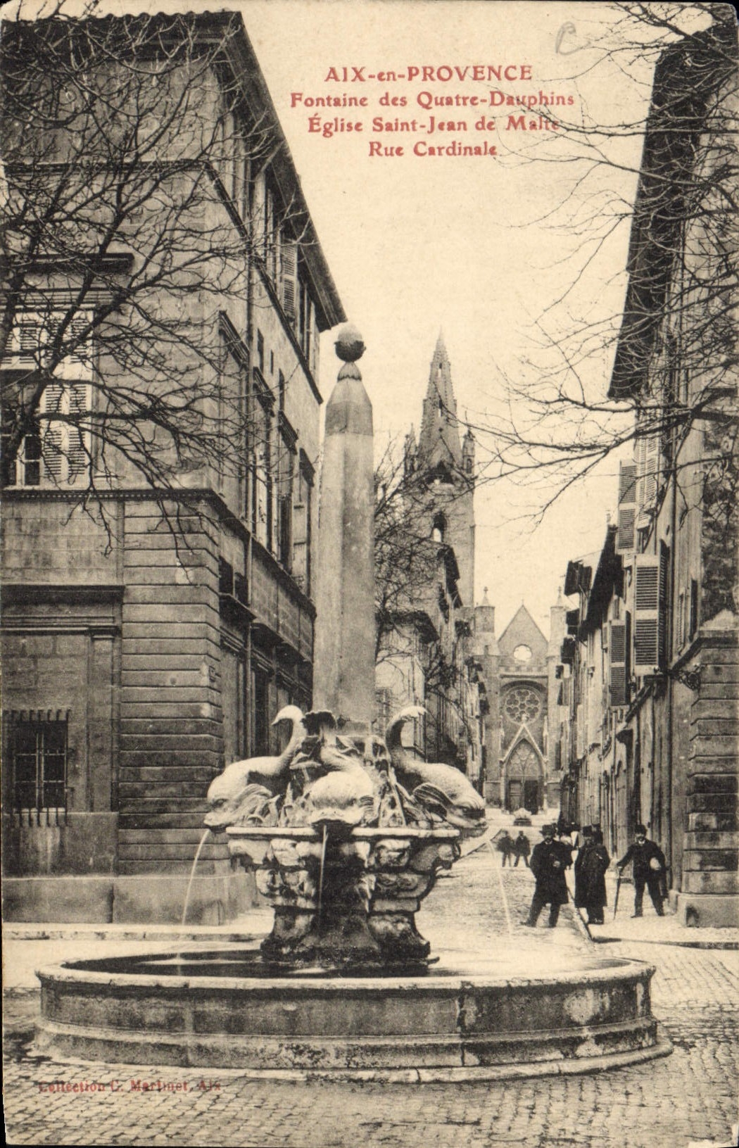 CPA Aix en Provence Fontaine des Quatre Dauphins Eglise Saint Jean de Malte Rue Cardinale 