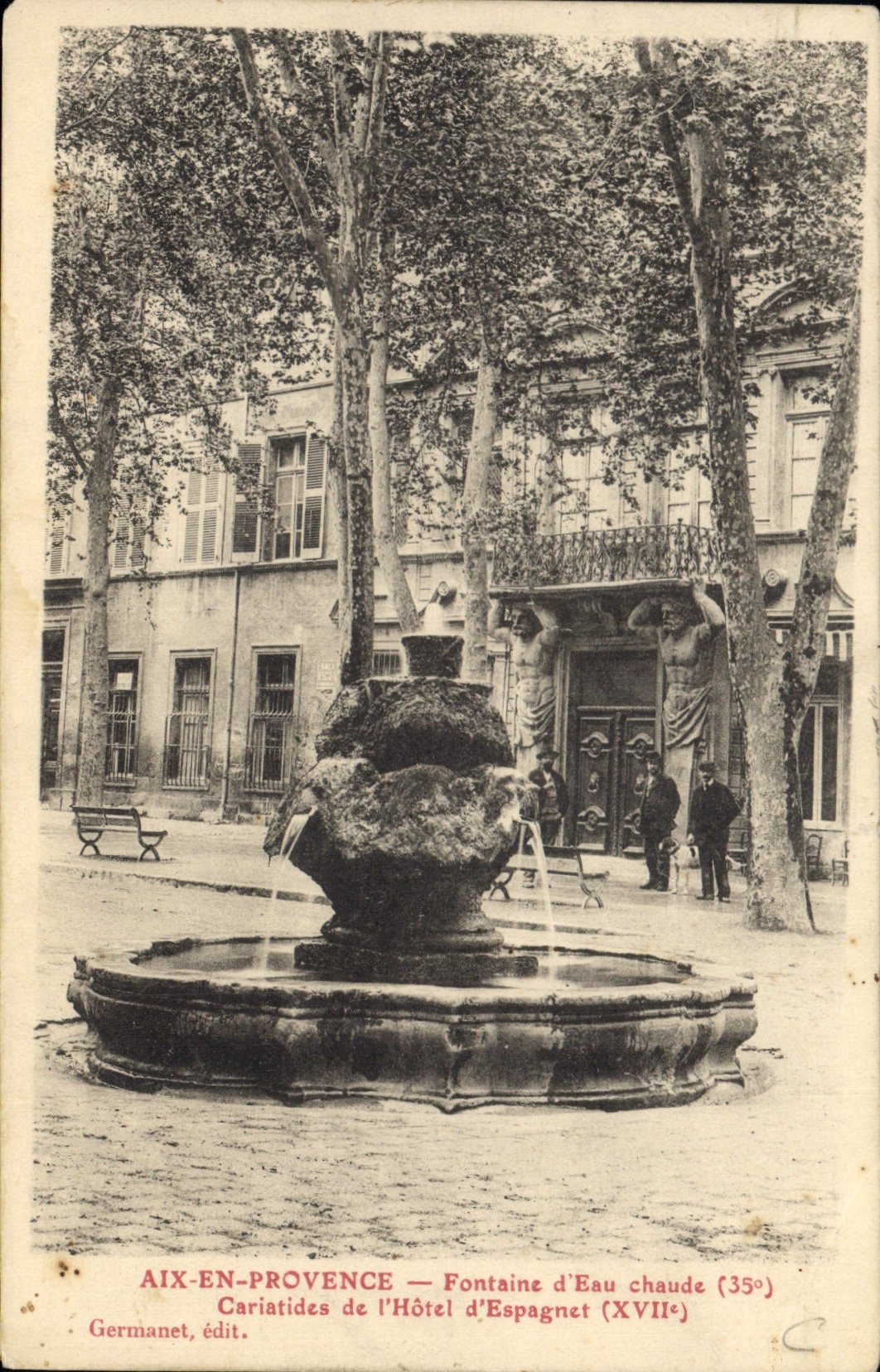 CPA Aix en Provence Fontaine d'Eau chaude Cariatides de l'Hotel d'Espagnet 